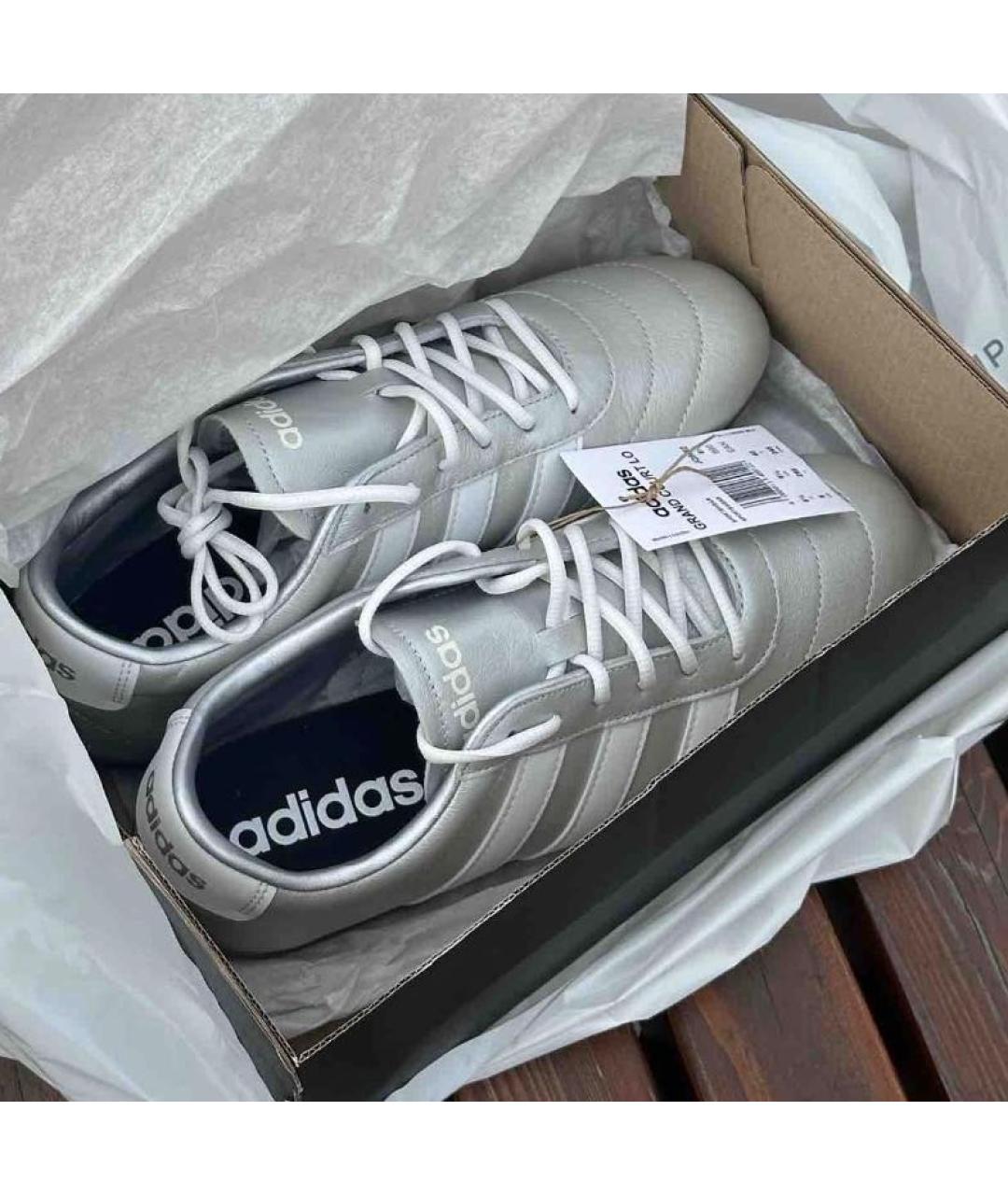 ADIDAS Серебряные кожаные кроссовки, фото 4