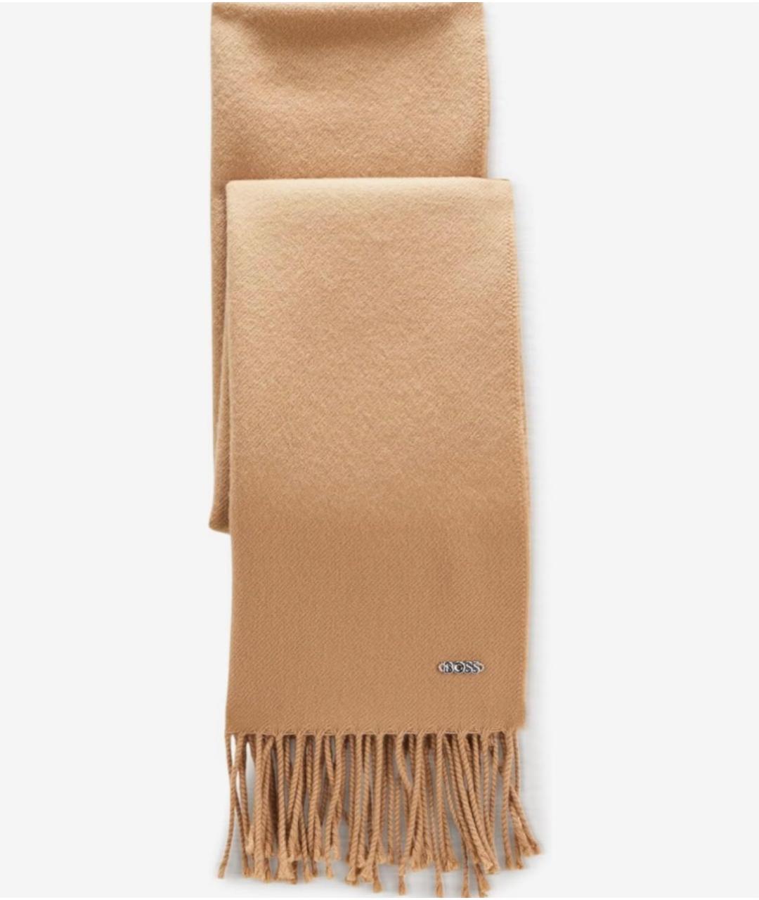 HUGO BOSS Бежевый шерстяной шарф, фото 7