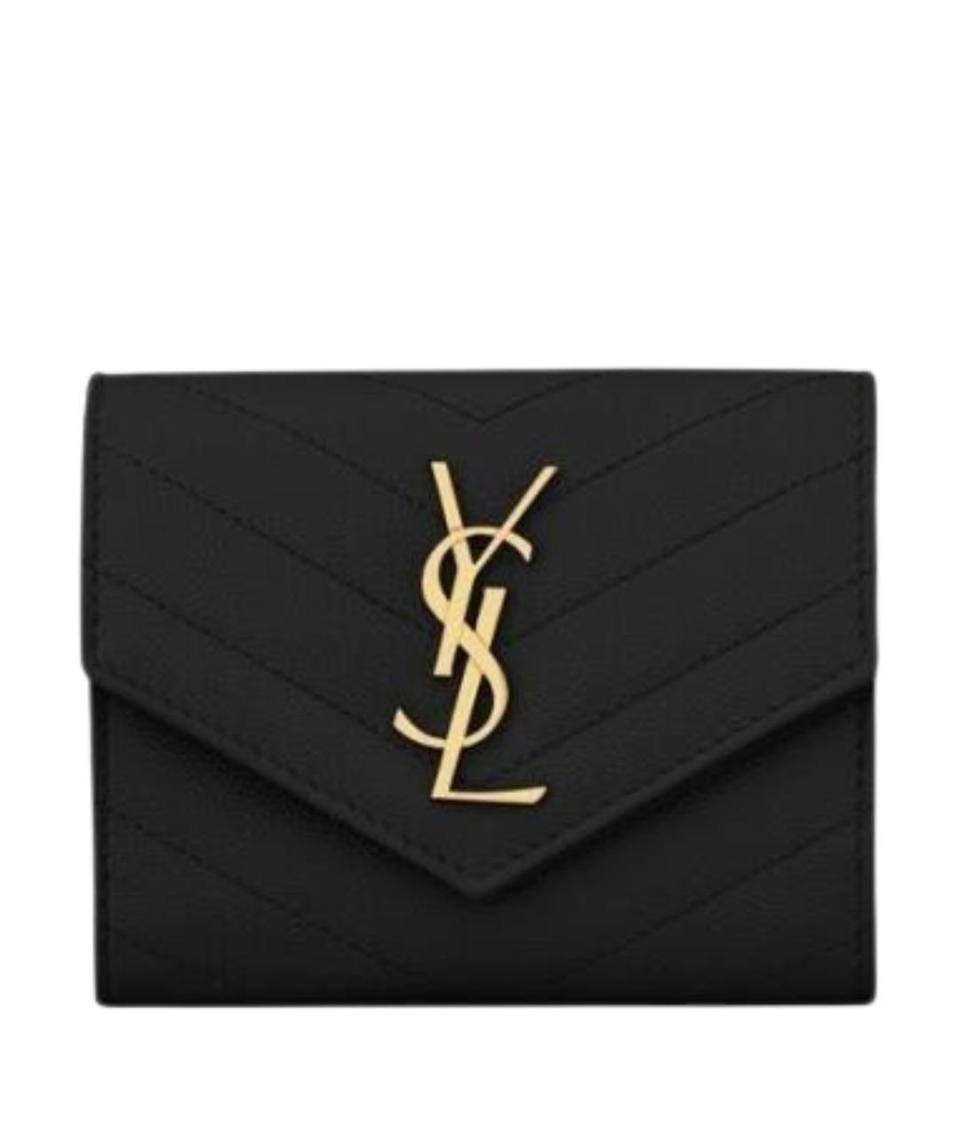 SAINT LAURENT Черный кожаный кошелек, фото 1