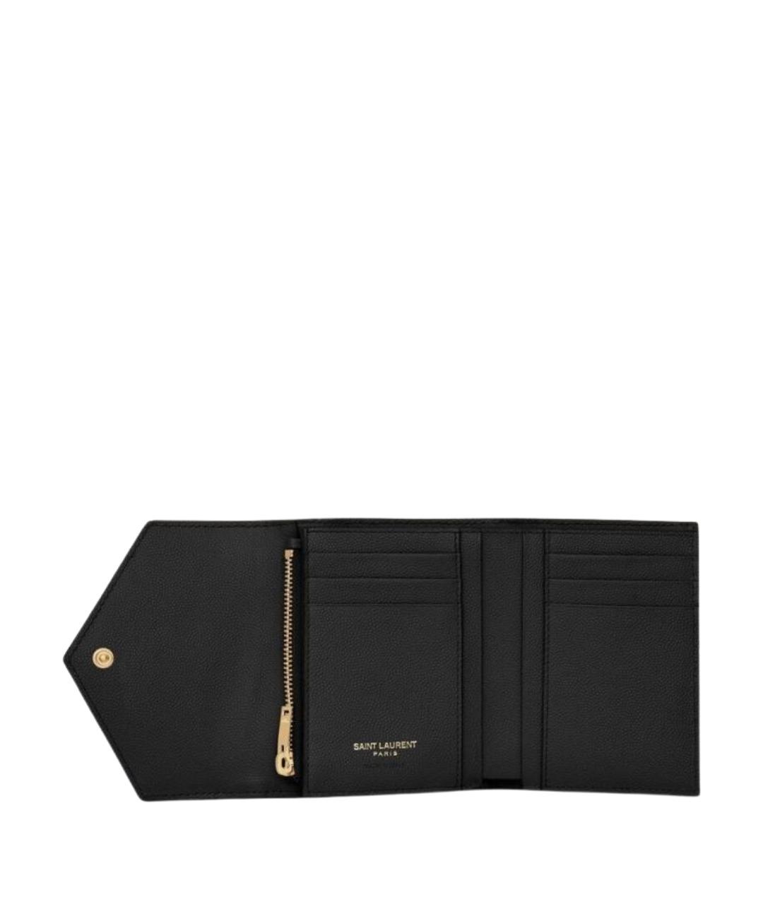 SAINT LAURENT Черный кожаный кошелек, фото 4