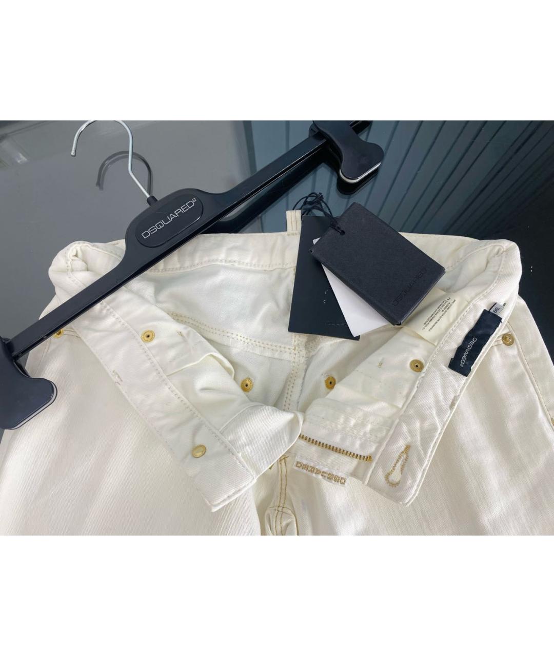 DSQUARED2 Белые хлопко-эластановые прямые джинсы, фото 3