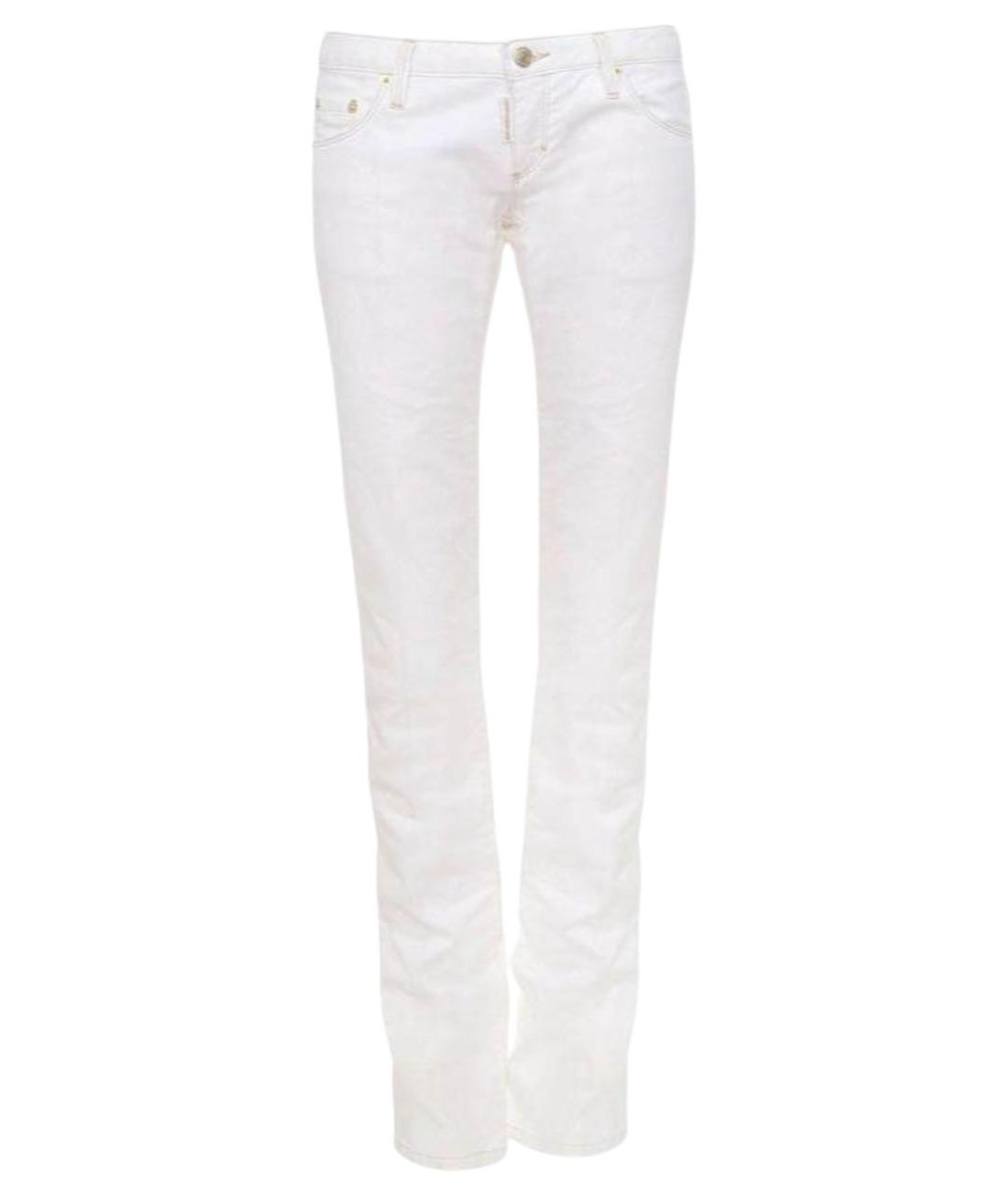 DSQUARED2 Белые хлопко-эластановые прямые джинсы, фото 1
