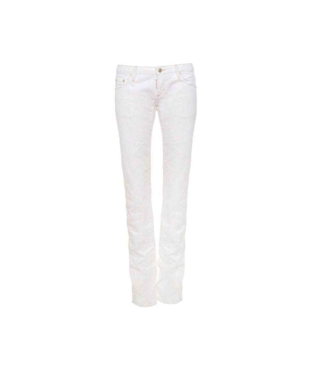 DSQUARED2 Белые хлопко-эластановые прямые джинсы, фото 9