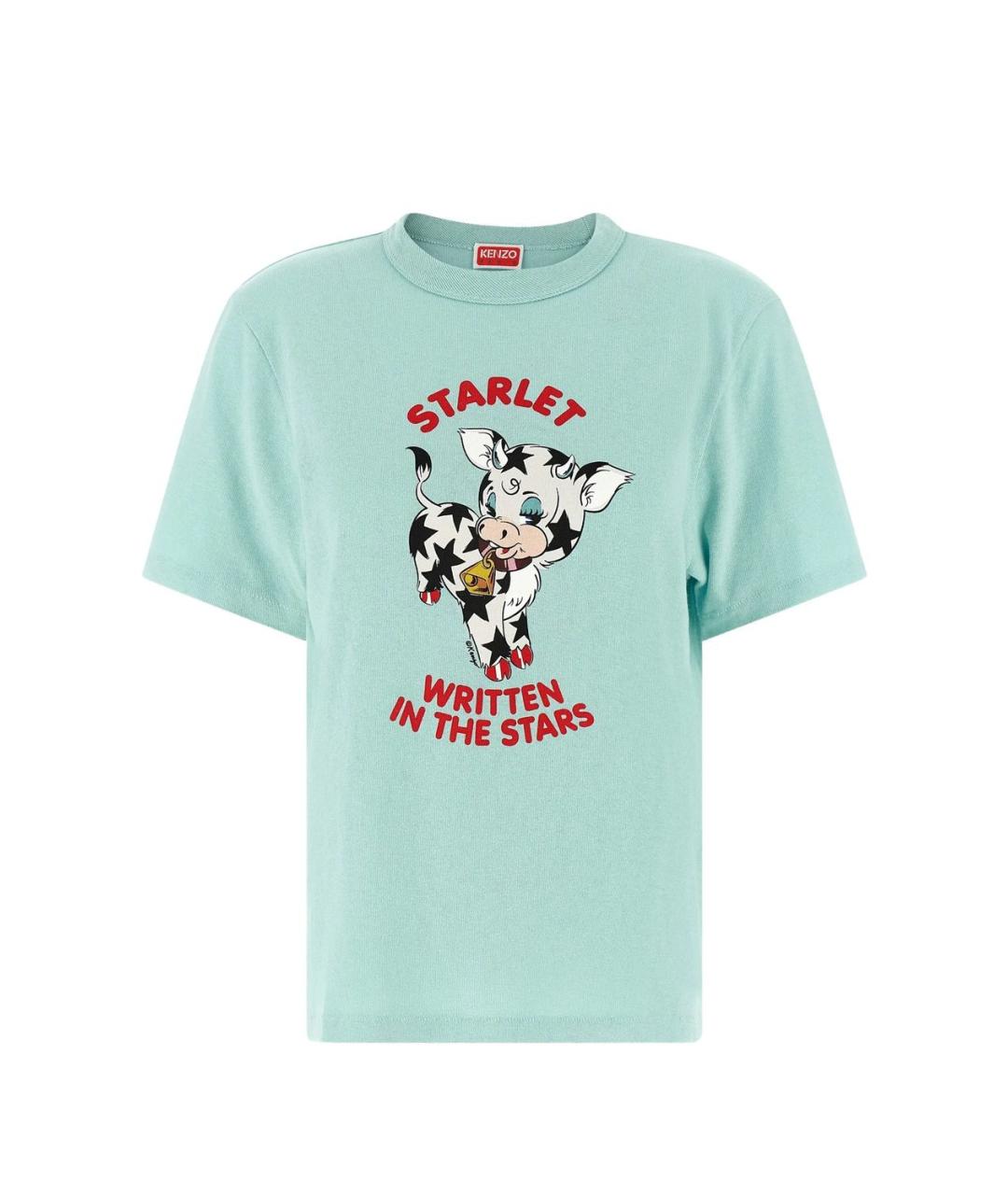 KENZO Бирюзовая хлопковая футболка, фото 1