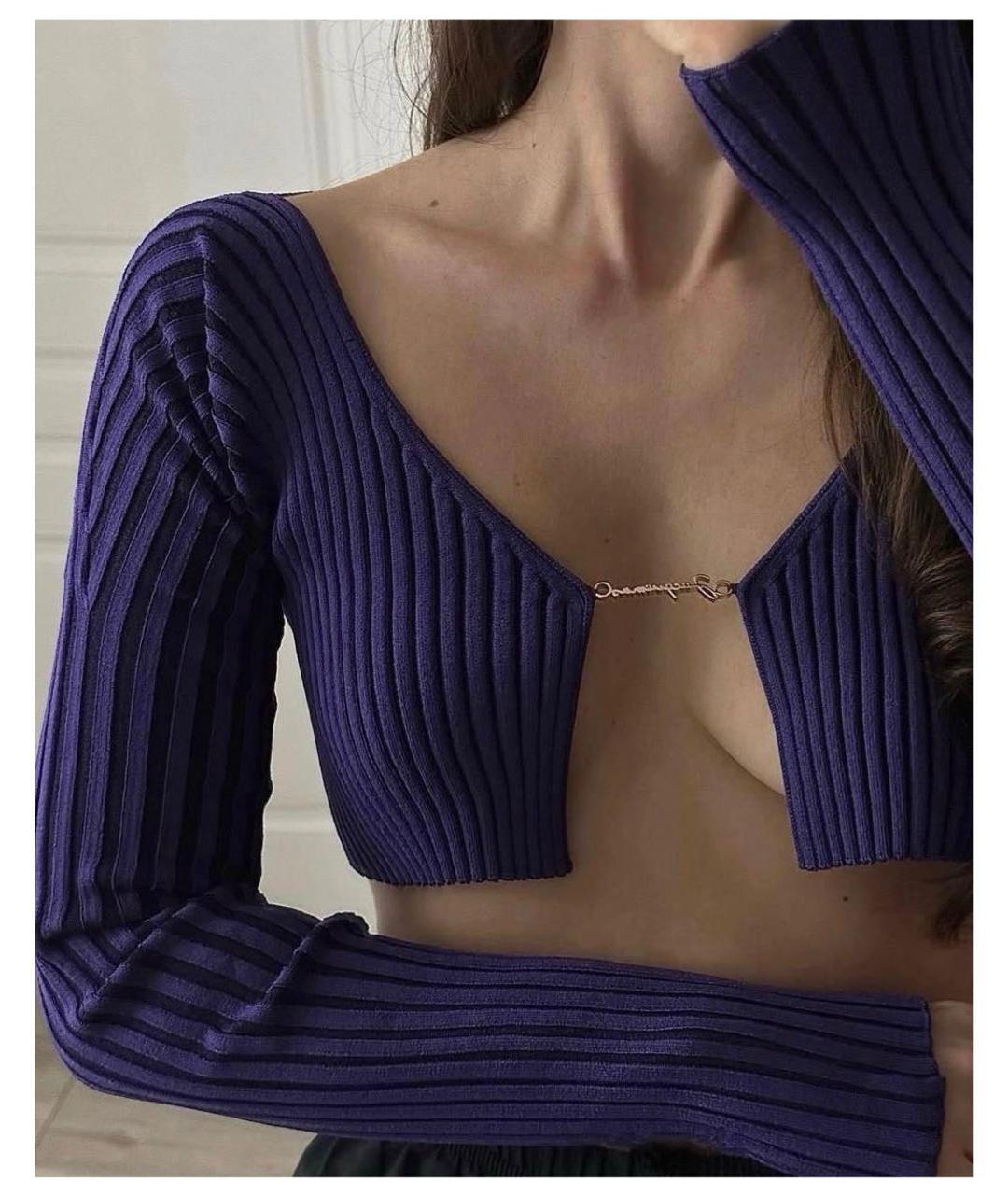 JACQUEMUS Фиолетовый вискозный кардиган, фото 4