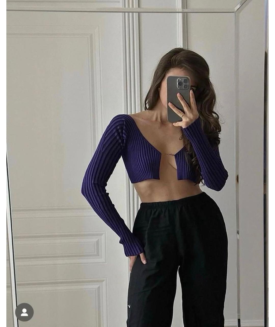 JACQUEMUS Фиолетовый вискозный кардиган, фото 3