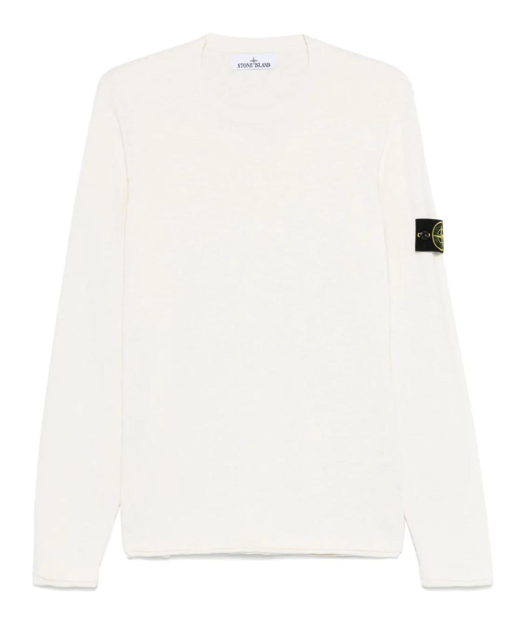 STONE ISLAND Белый хлопковый джемпер / свитер, фото 1