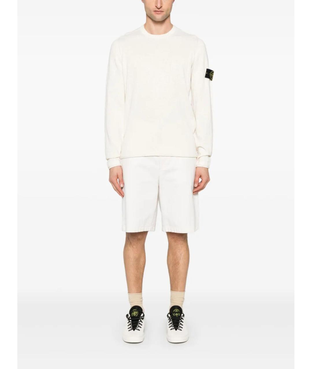 STONE ISLAND Белый хлопковый джемпер / свитер, фото 2