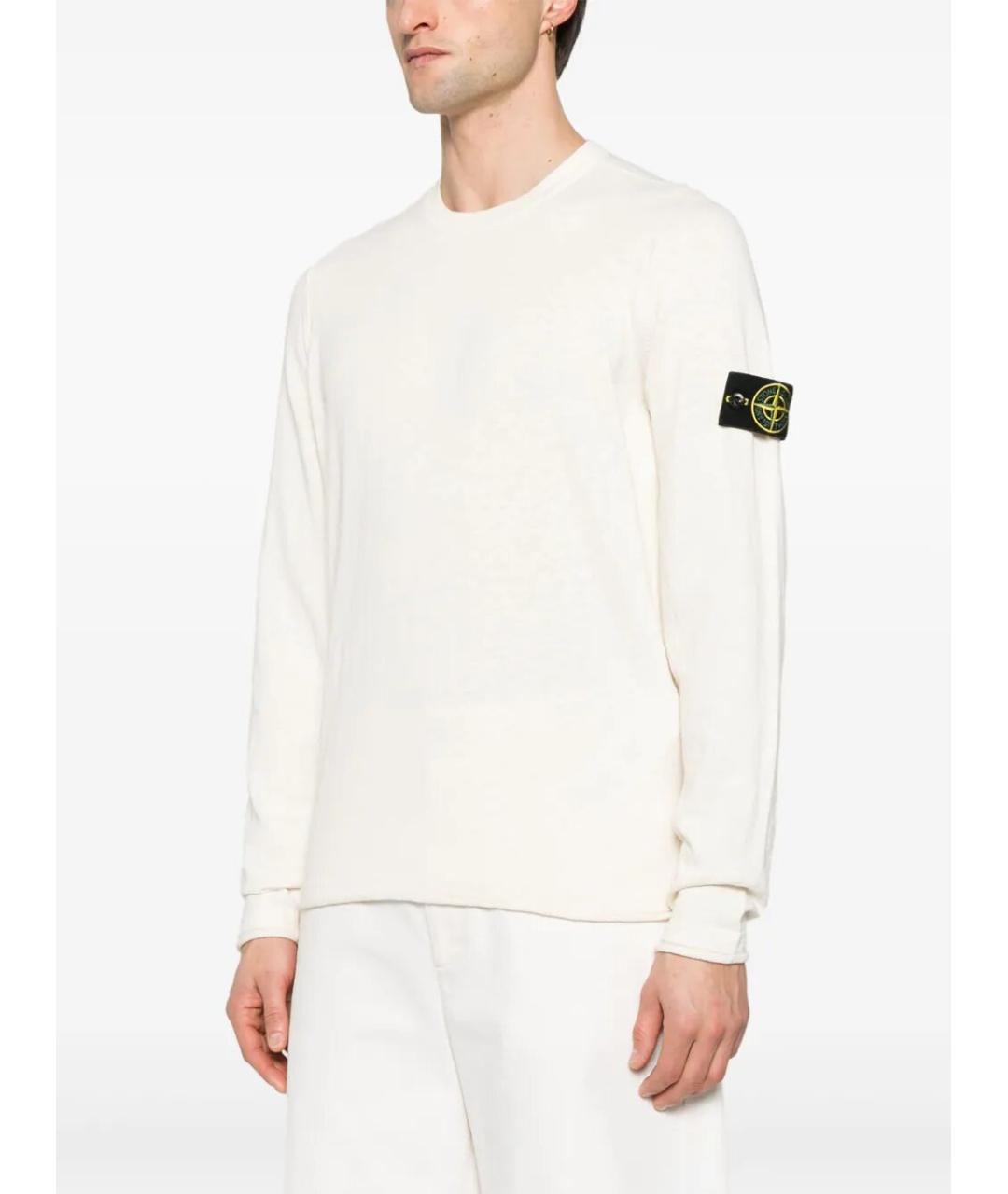 STONE ISLAND Белый хлопковый джемпер / свитер, фото 4