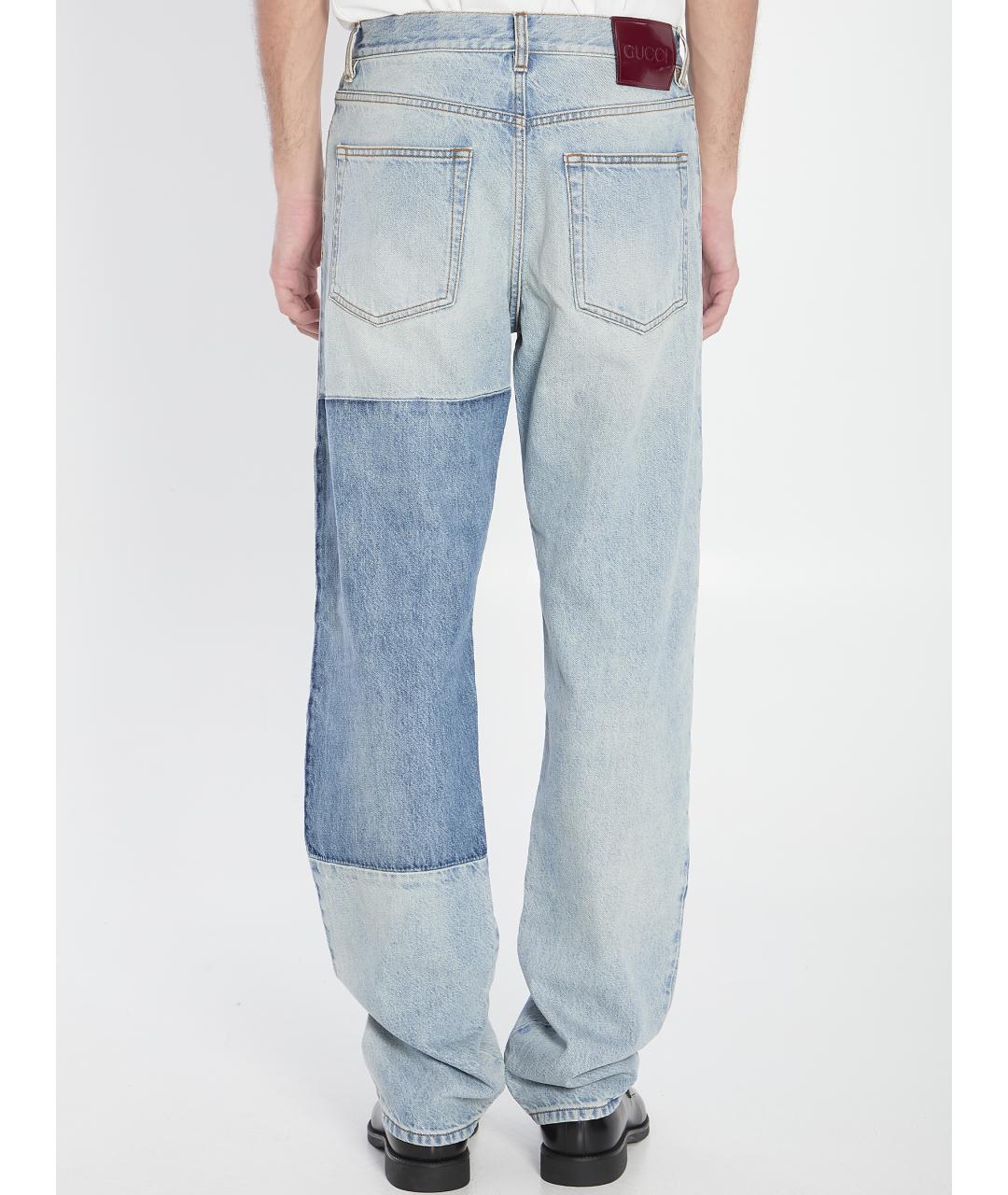 GUCCI Голубые хлопковые прямые джинсы, фото 4