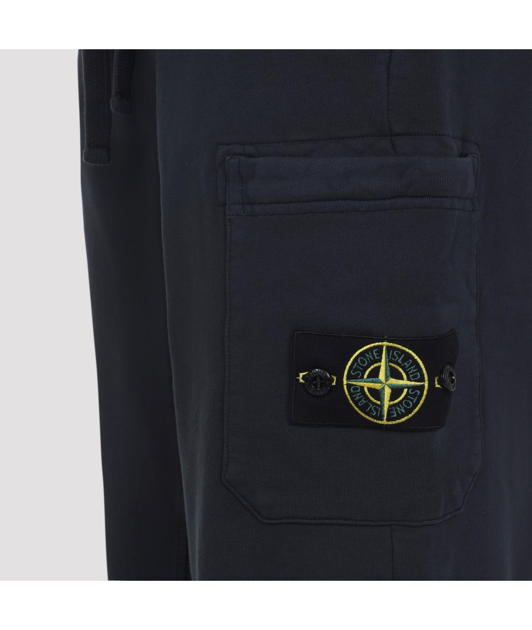STONE ISLAND Темно-синие хлопковые повседневные брюки, фото 4