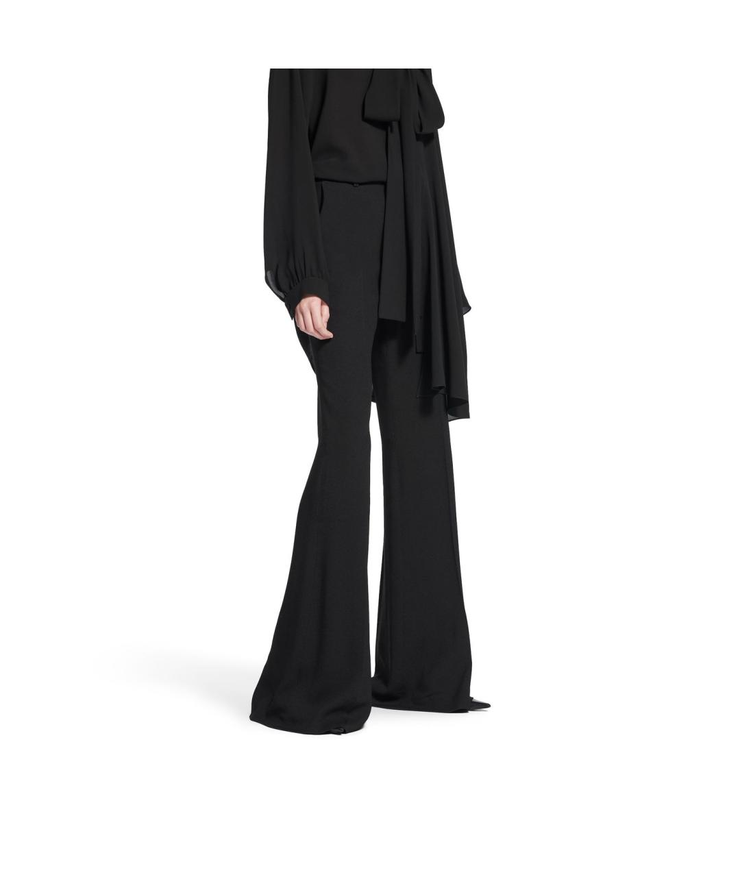 BALENCIAGA Черные вискозные прямые брюки, фото 2
