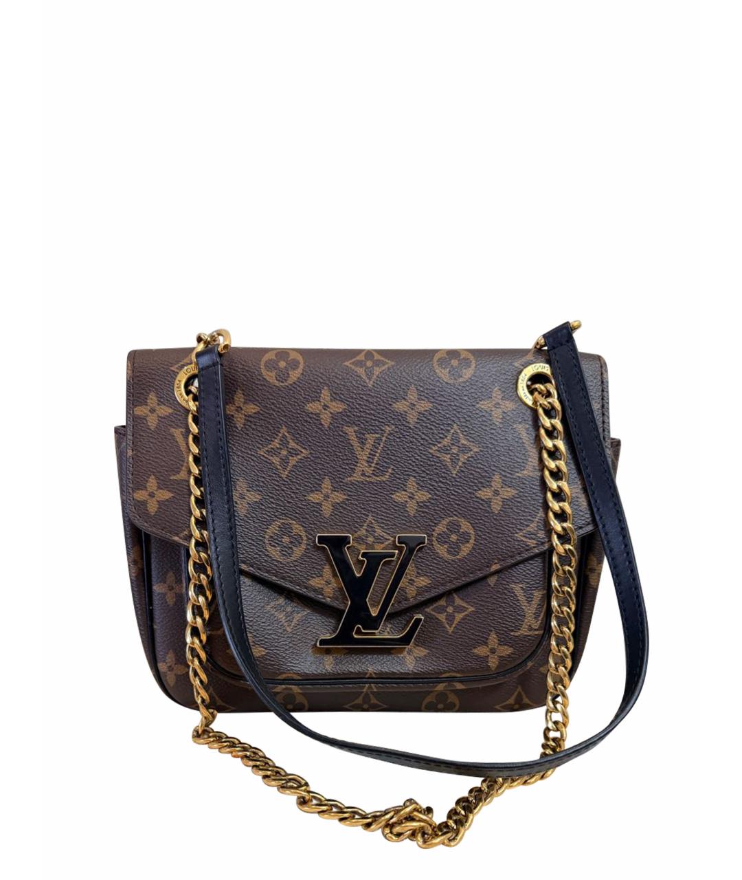 LOUIS VUITTON Коричневая кожаная сумка через плечо, фото 9