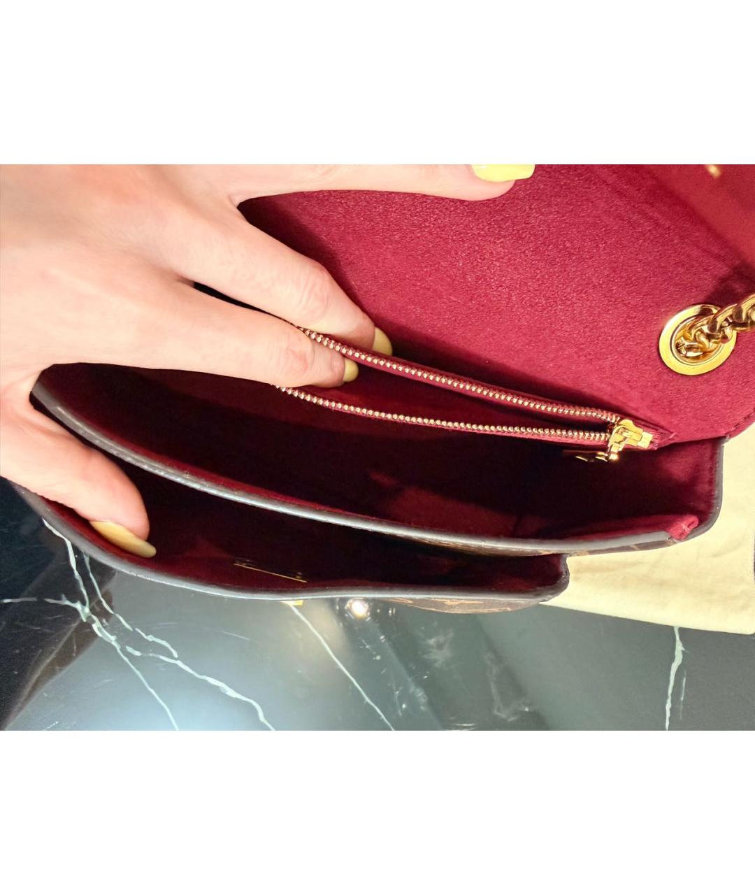 LOUIS VUITTON Коричневая кожаная сумка через плечо, фото 4