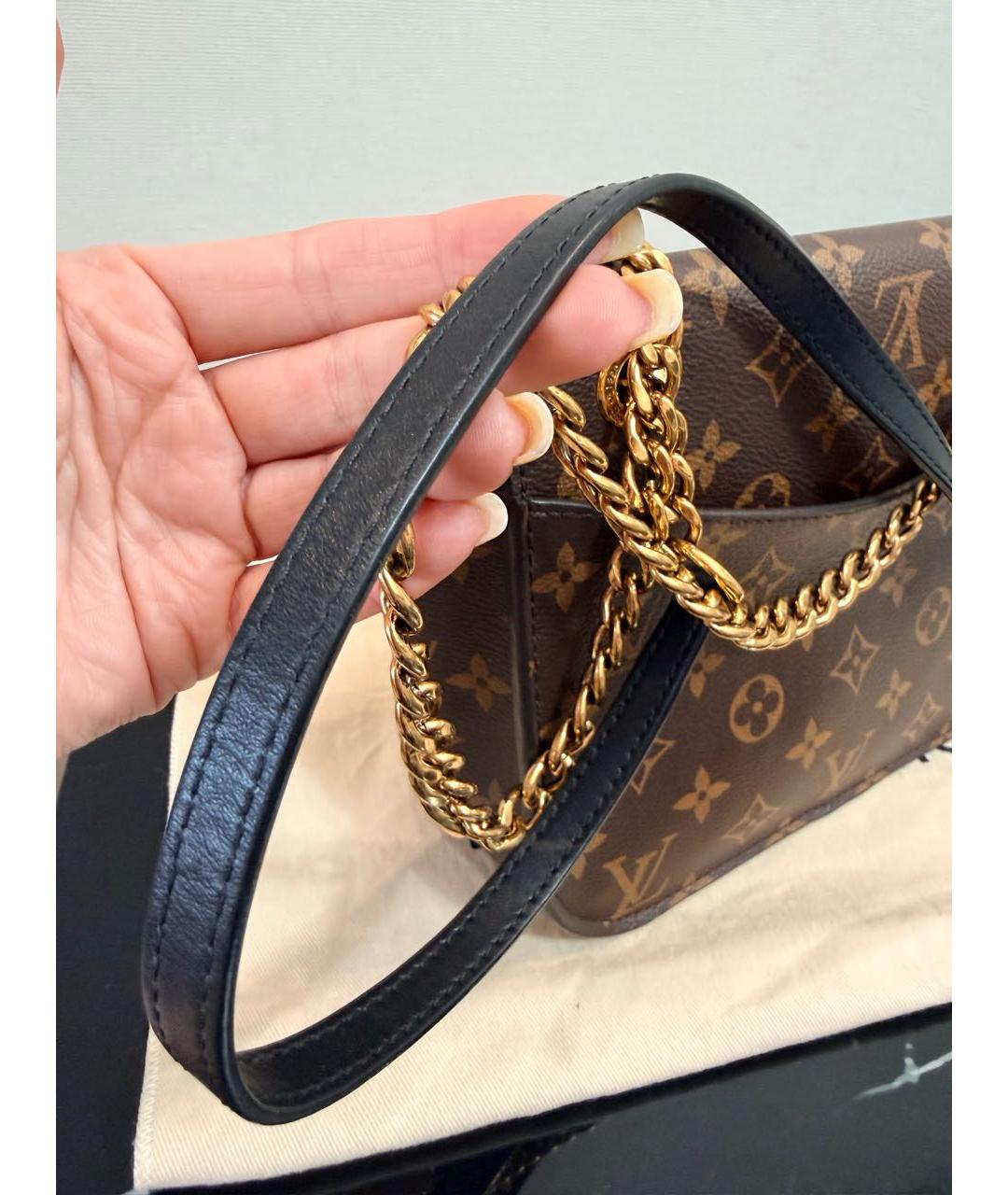 LOUIS VUITTON Коричневая кожаная сумка через плечо, фото 6