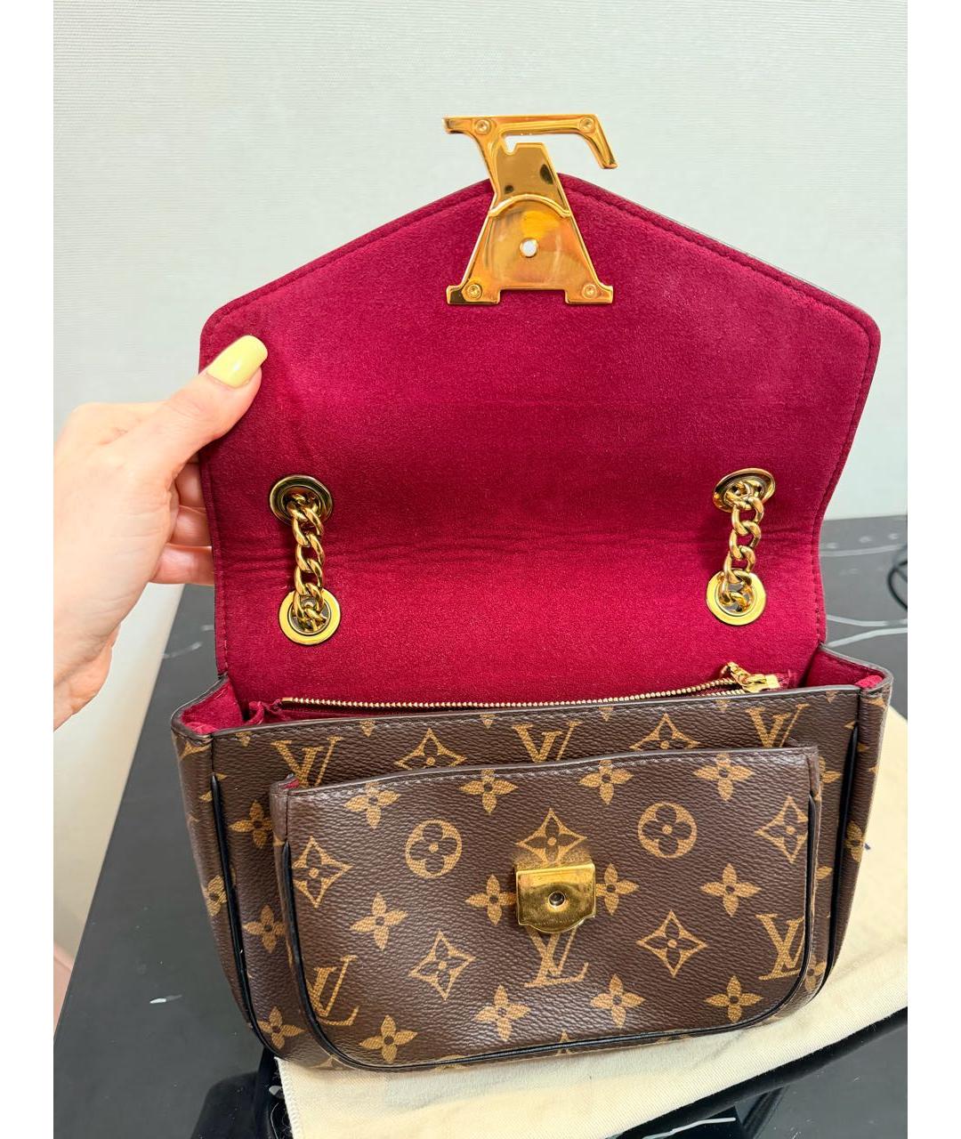 LOUIS VUITTON Коричневая кожаная сумка через плечо, фото 5