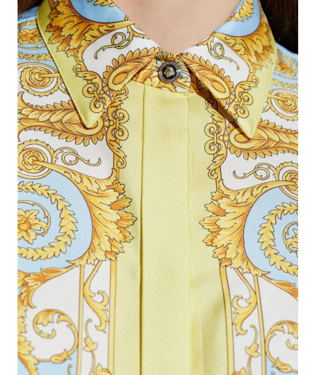 VERSACE Голубая шелковая рубашка, фото 5
