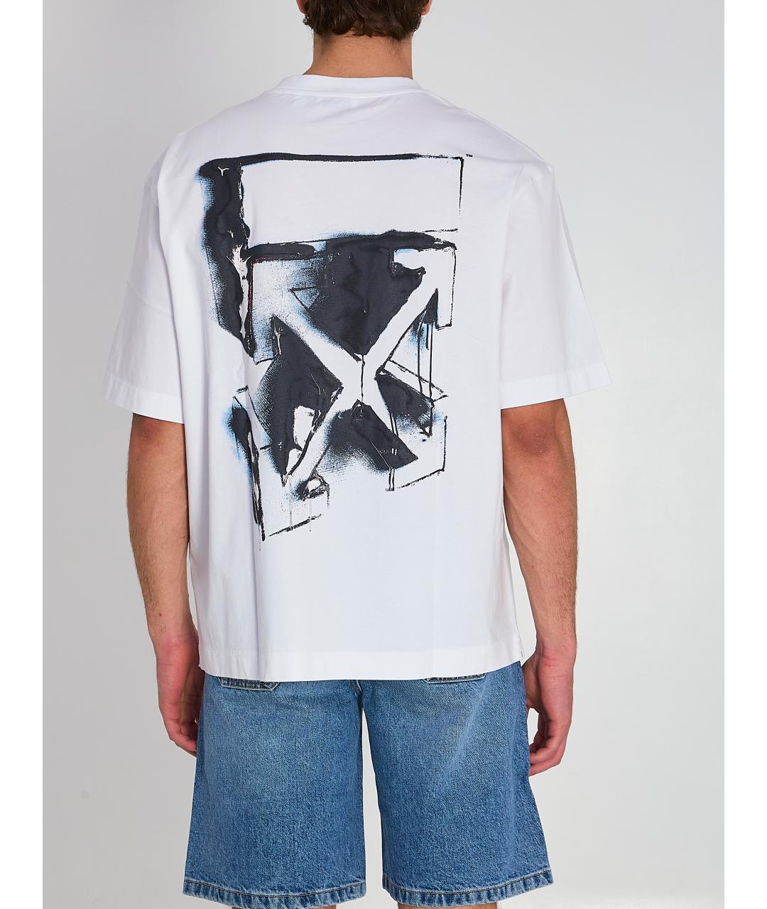 OFF-WHITE Белая хлопковая футболка, фото 4