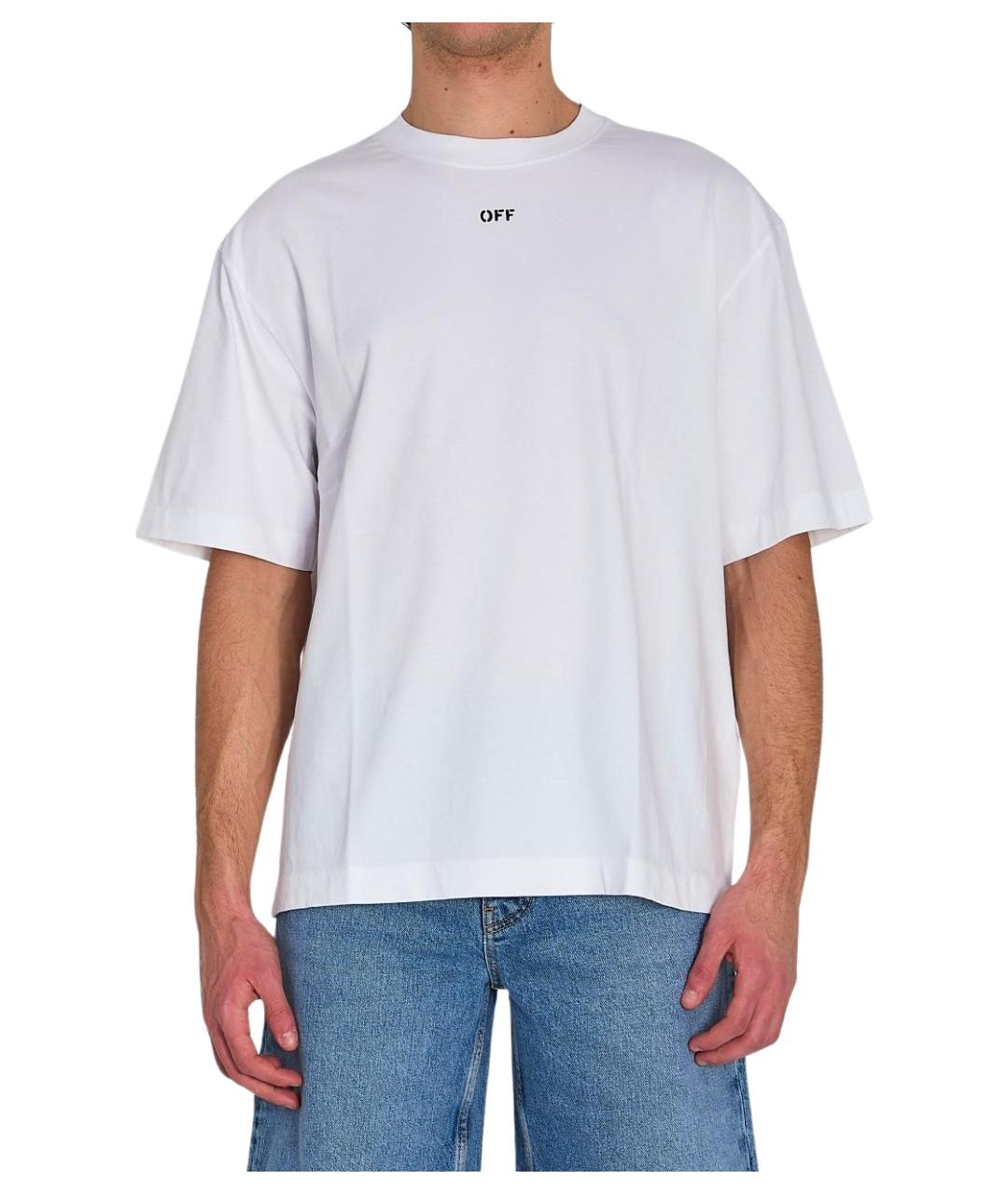 OFF-WHITE Белая хлопковая футболка, фото 1