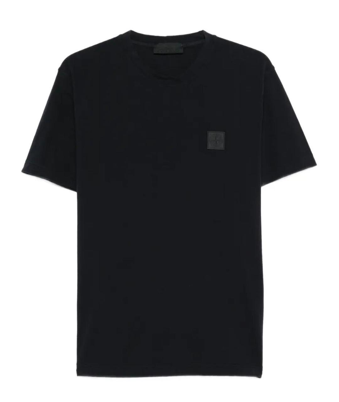 STONE ISLAND Темно-синяя хлопковая футболка, фото 1