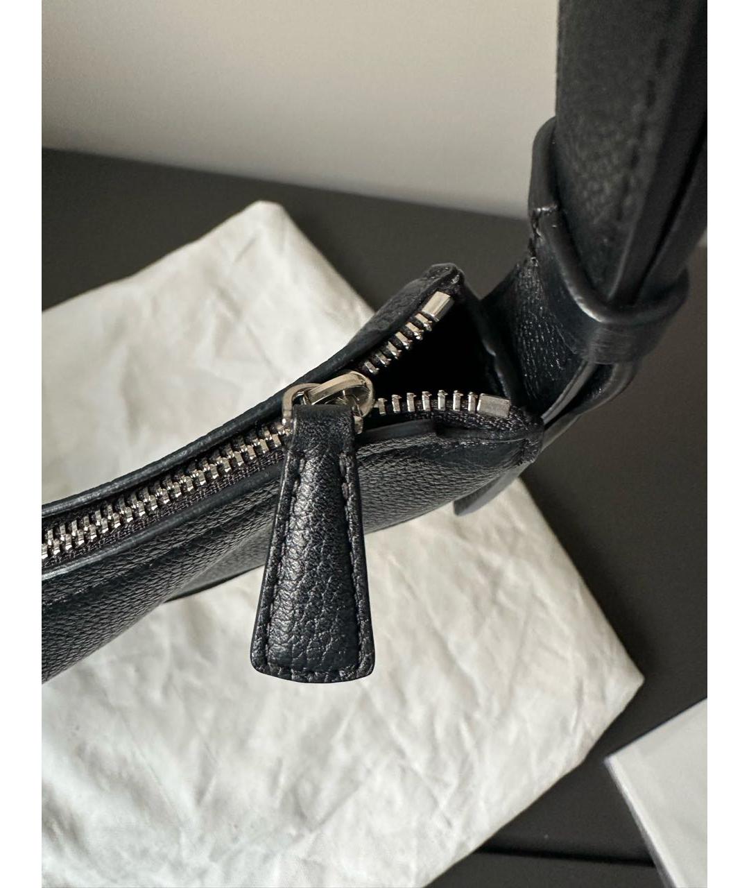 THE ROW Черная кожаная сумка с короткими ручками, фото 8