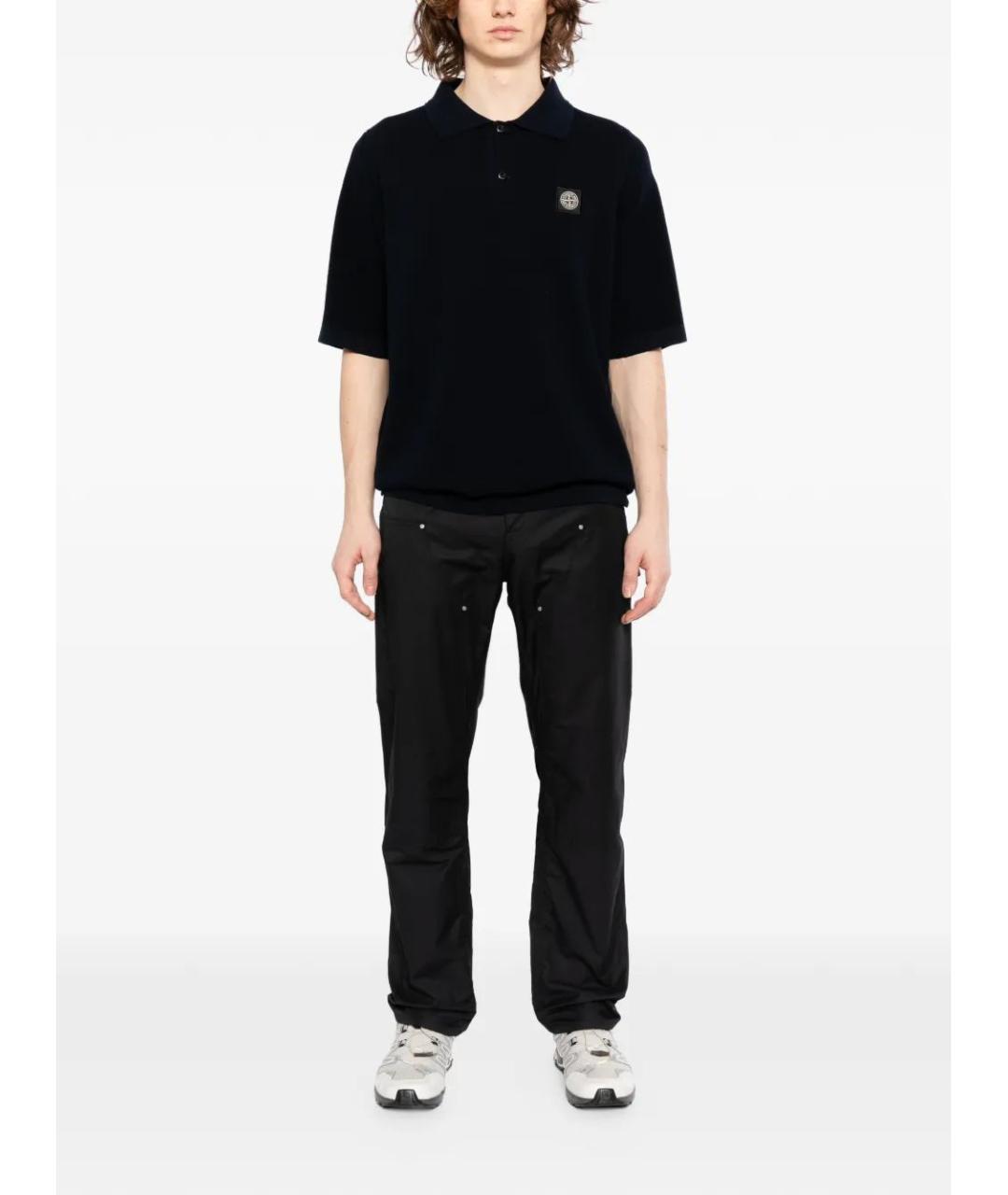 STONE ISLAND Темно-синее хлопковое поло с коротким рукавом, фото 2