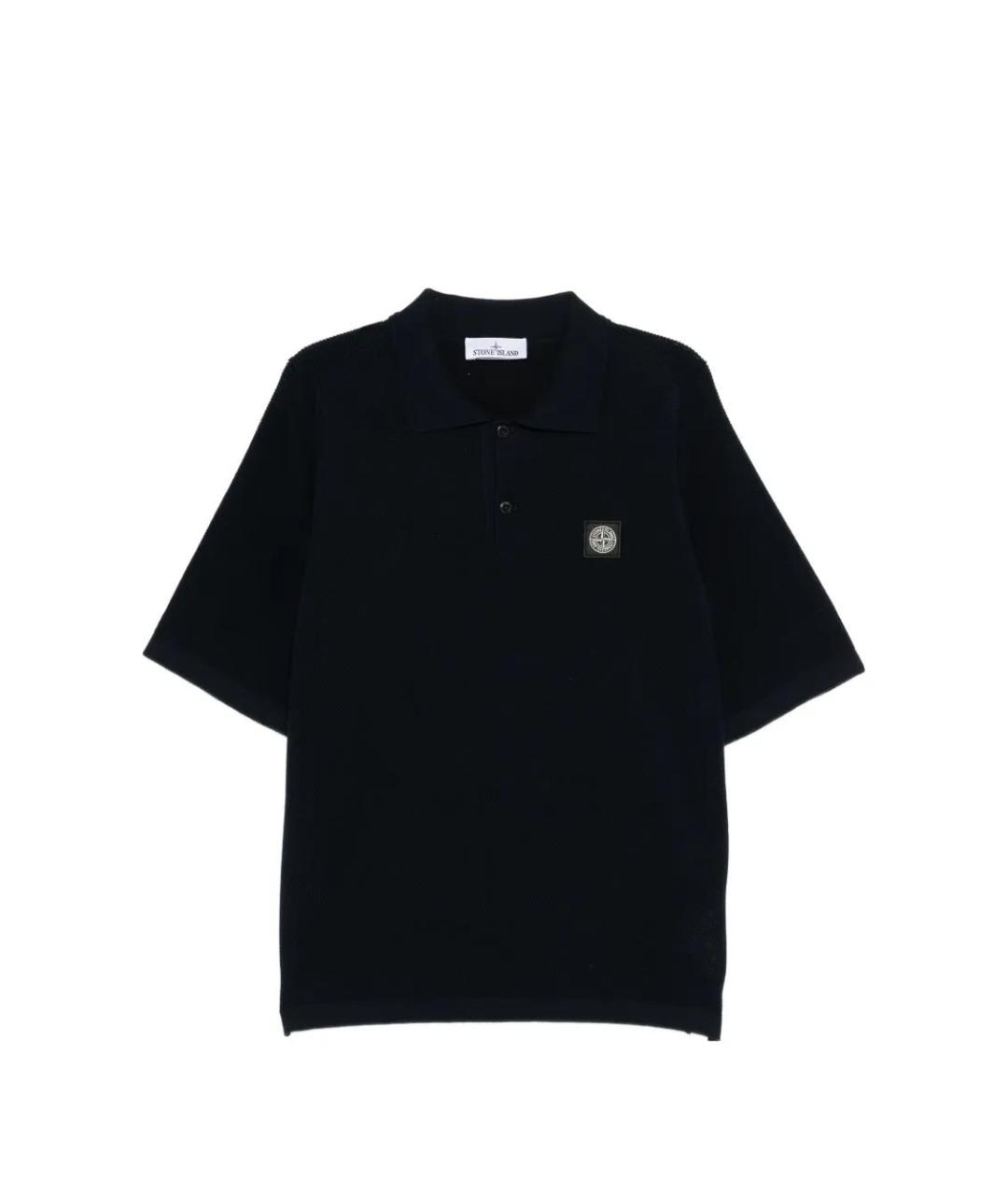 STONE ISLAND Темно-синее хлопковое поло с коротким рукавом, фото 1