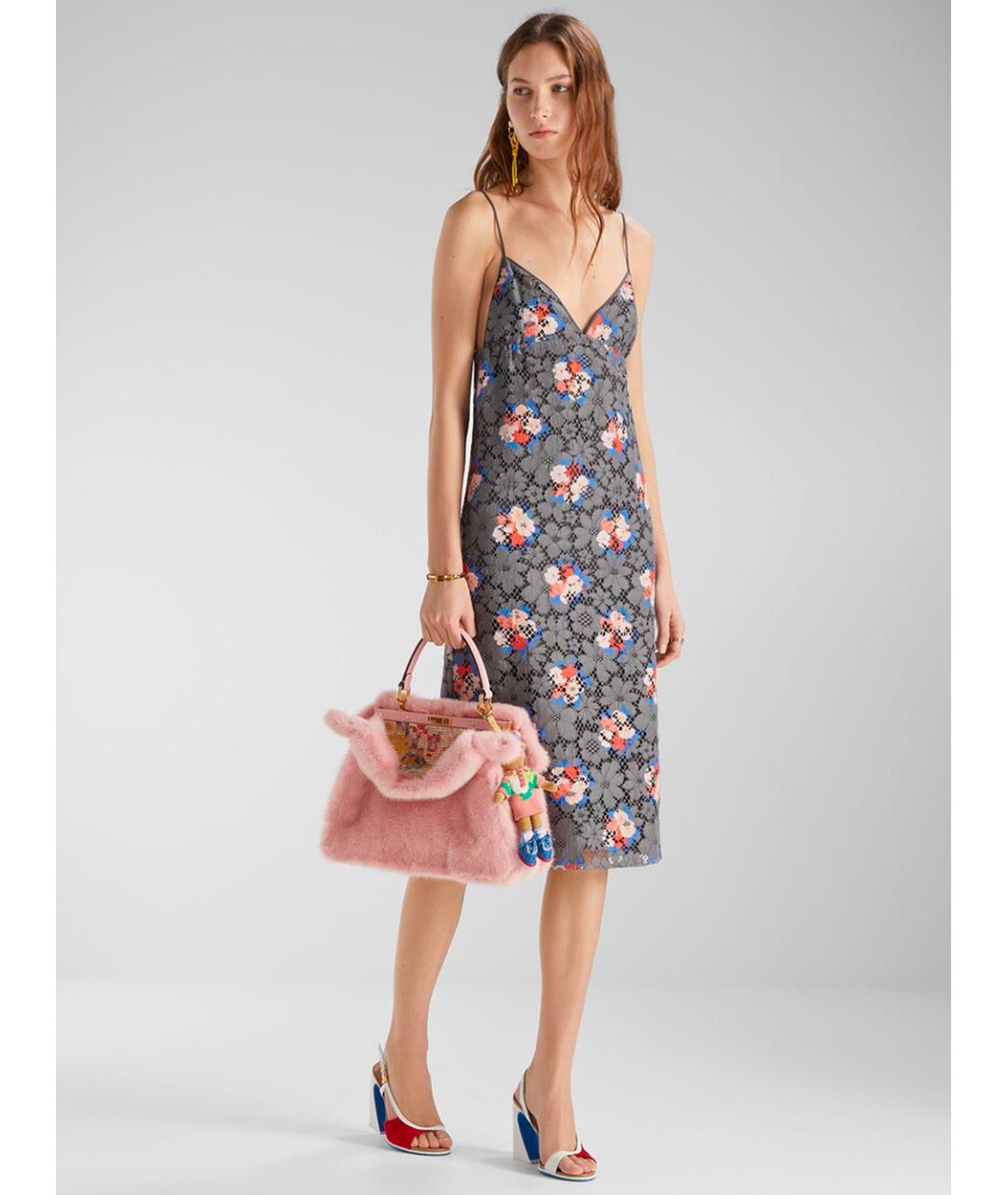 FENDI Серое кружевное повседневное платье, фото 3