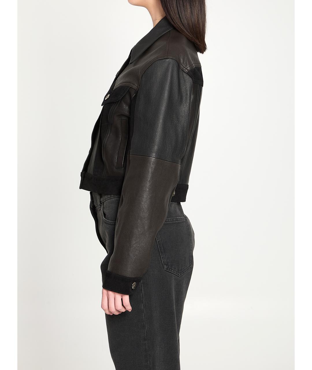 VERSACE Черная кожаная куртка, фото 3