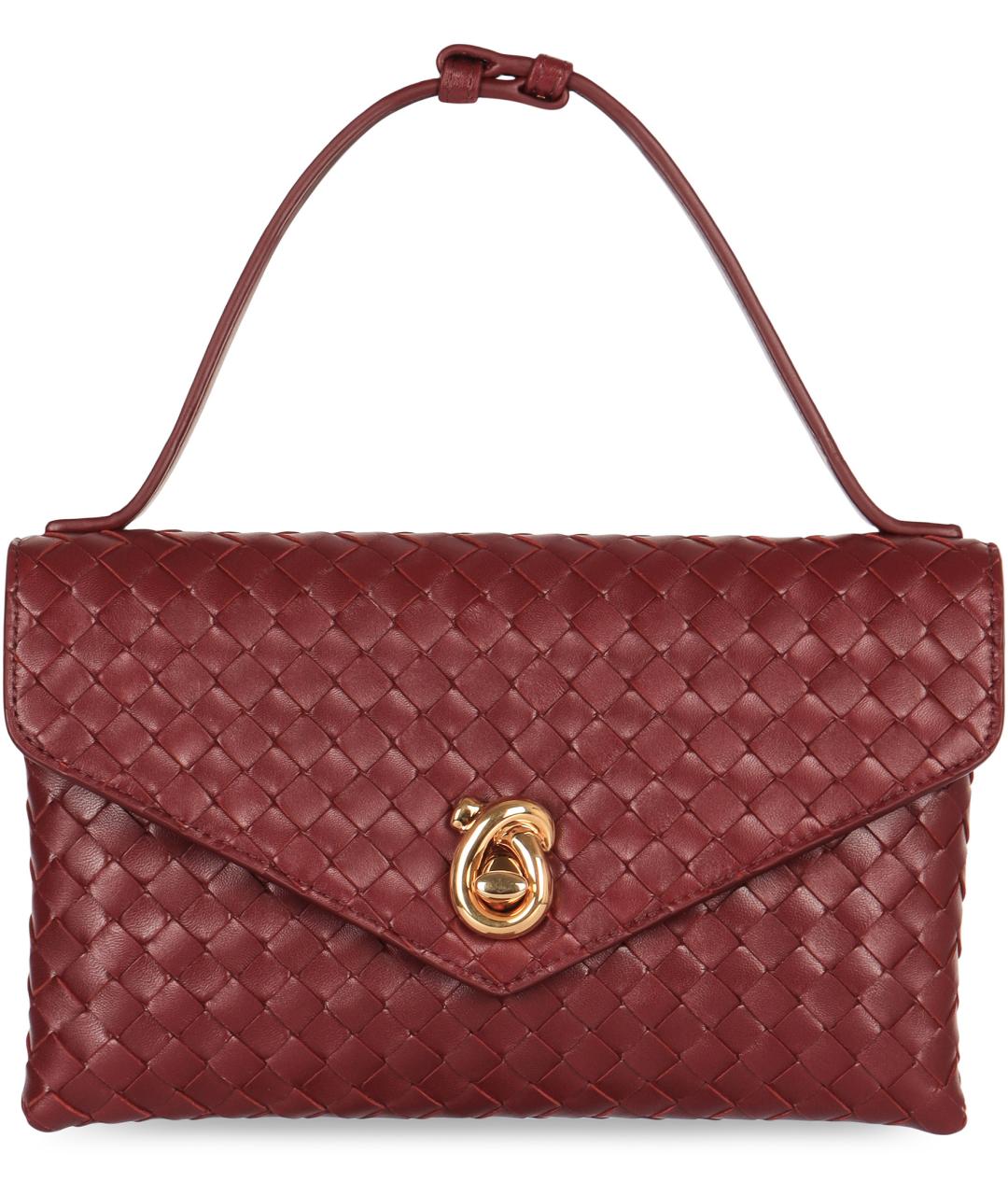 BOTTEGA VENETA Бордовая кожаная сумка с короткими ручками, фото 2