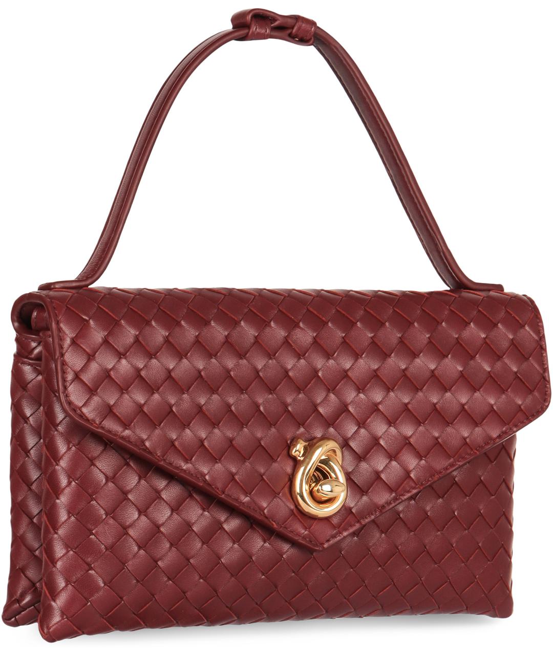 BOTTEGA VENETA Бордовая кожаная сумка с короткими ручками, фото 3