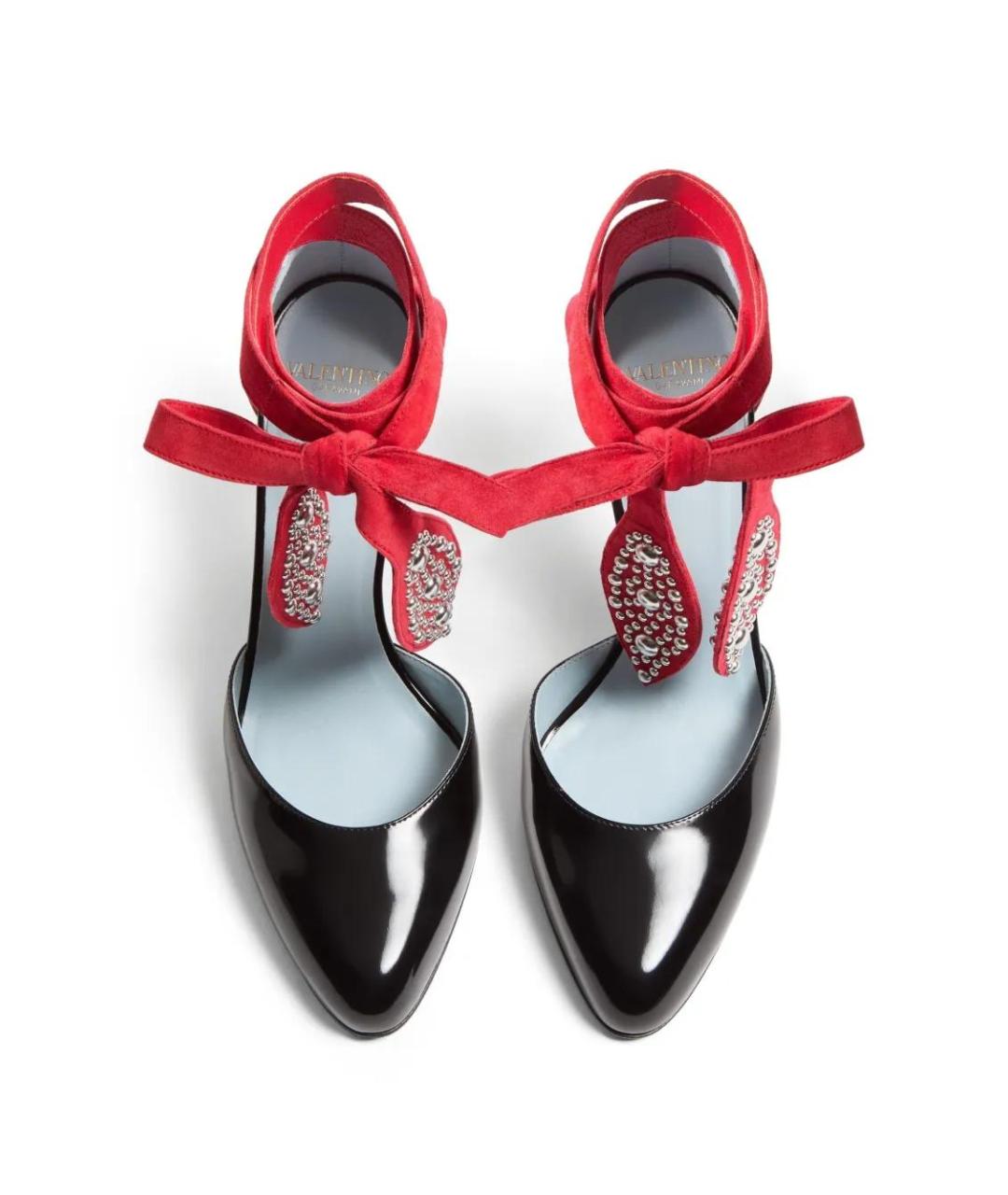 VALENTINO Черные кожаные босоножки, фото 4