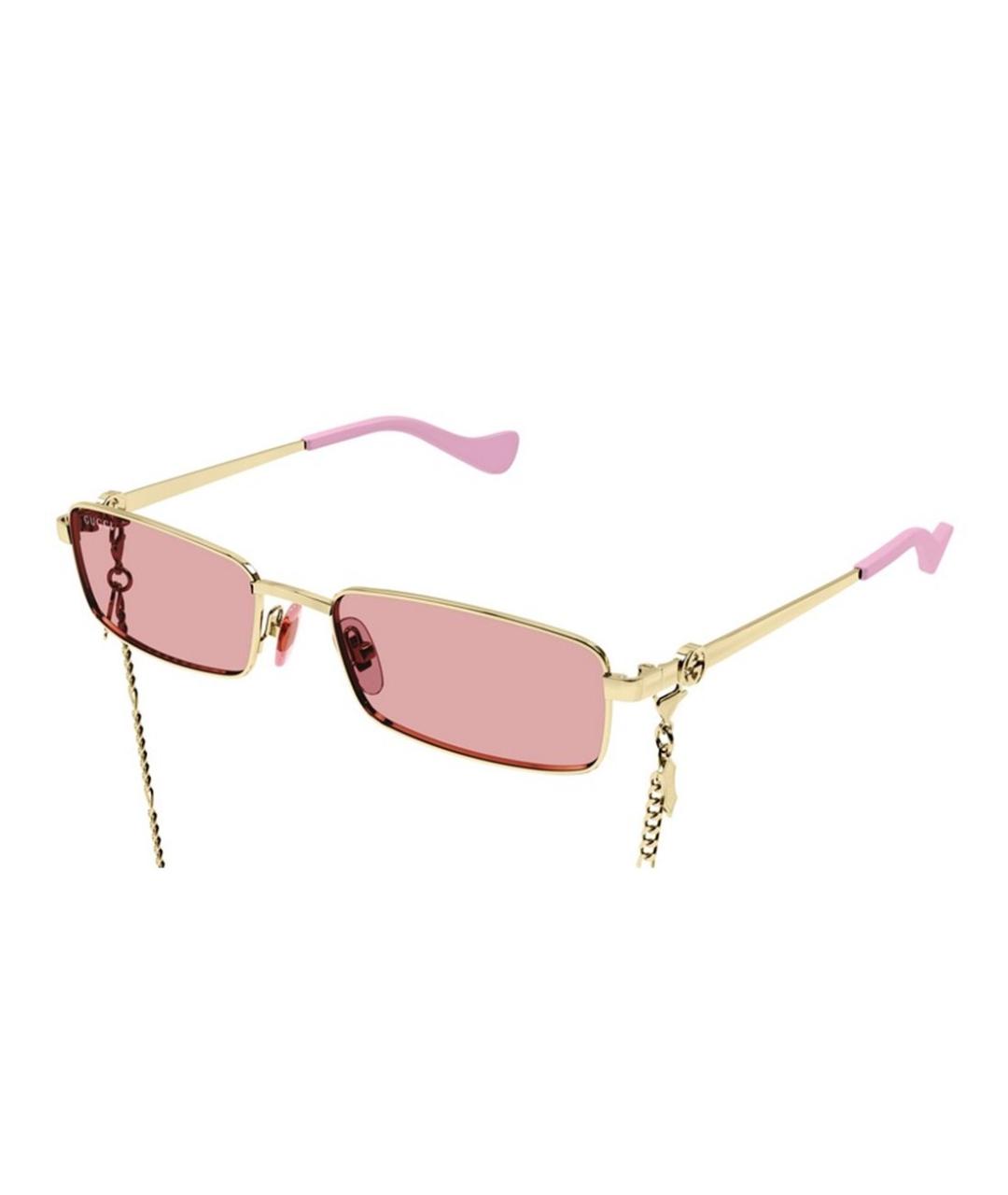 GUCCI Золотые металлические солнцезащитные очки, фото 1