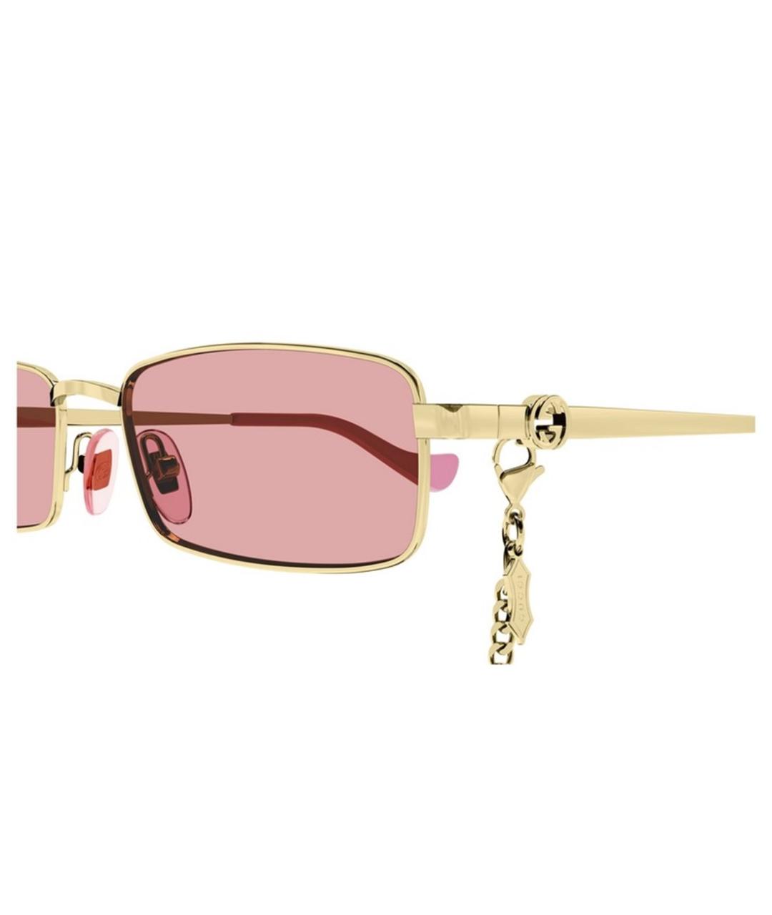 GUCCI Золотые металлические солнцезащитные очки, фото 3