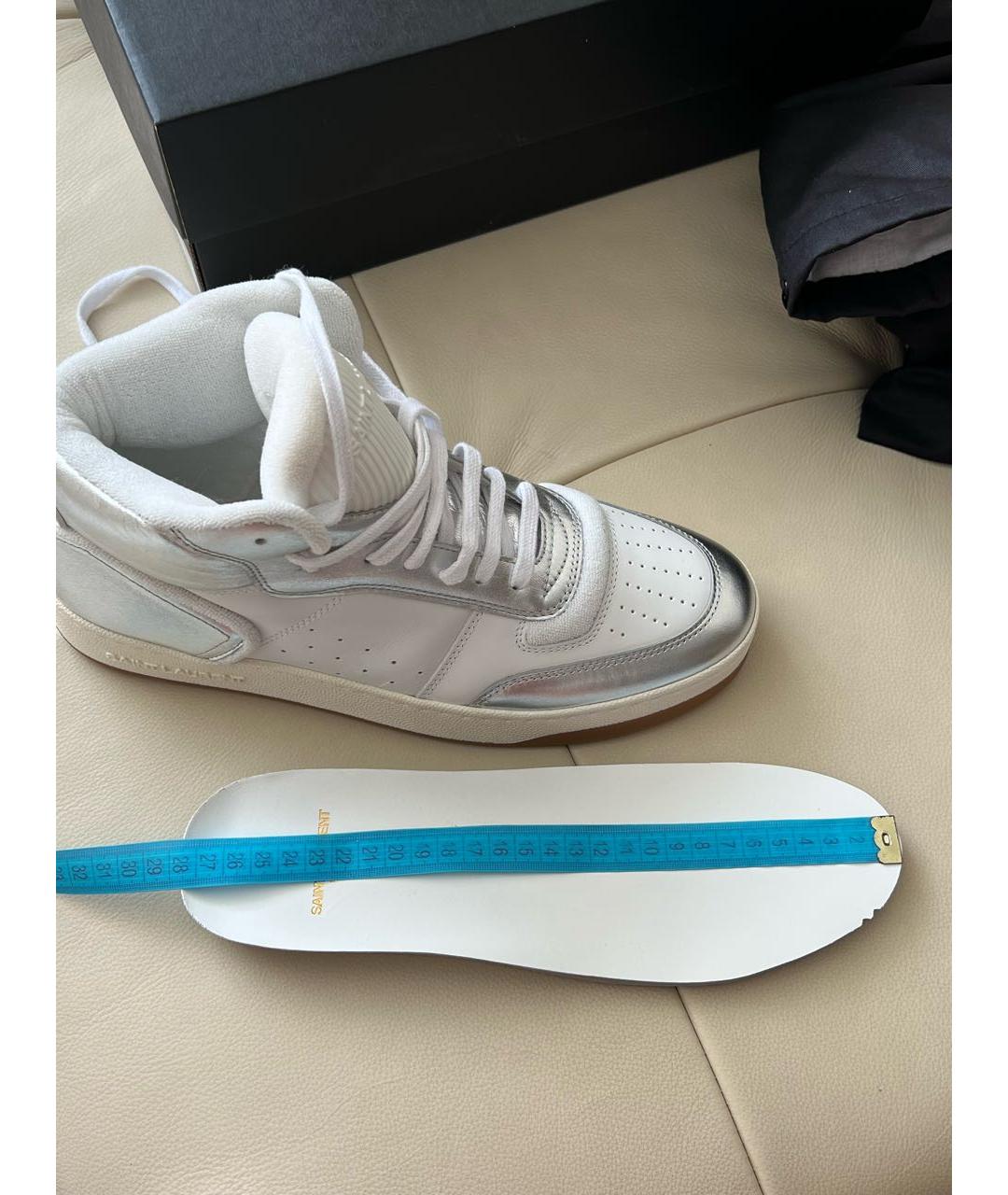 SAINT LAURENT Белые кожаные высокие кроссовки / кеды, фото 7