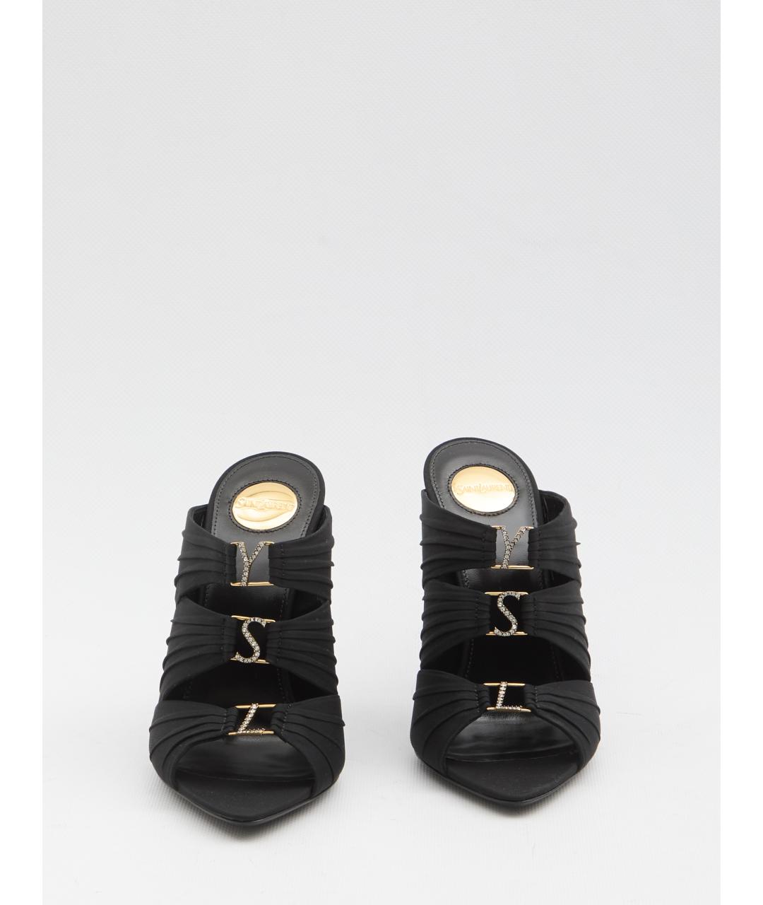 SAINT LAURENT Черные текстильные мюли, фото 5