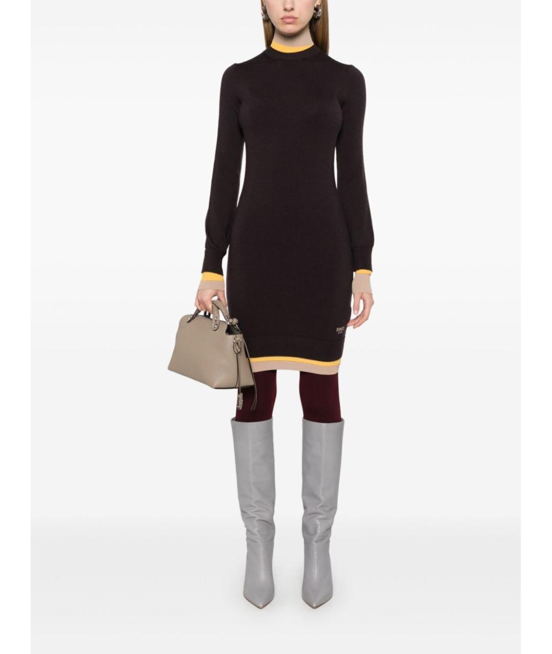 FENDI Фиолетовое шерстяное повседневное платье, фото 5
