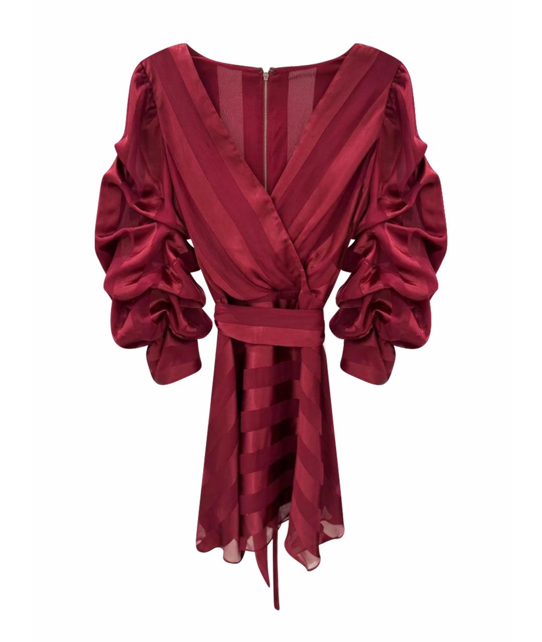 ALICE+OLIVIA Бордовое шелковое коктейльное платье, фото 1