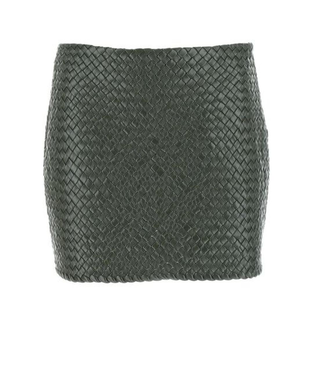 BOTTEGA VENETA Зеленая кожаная юбка мини, фото 1