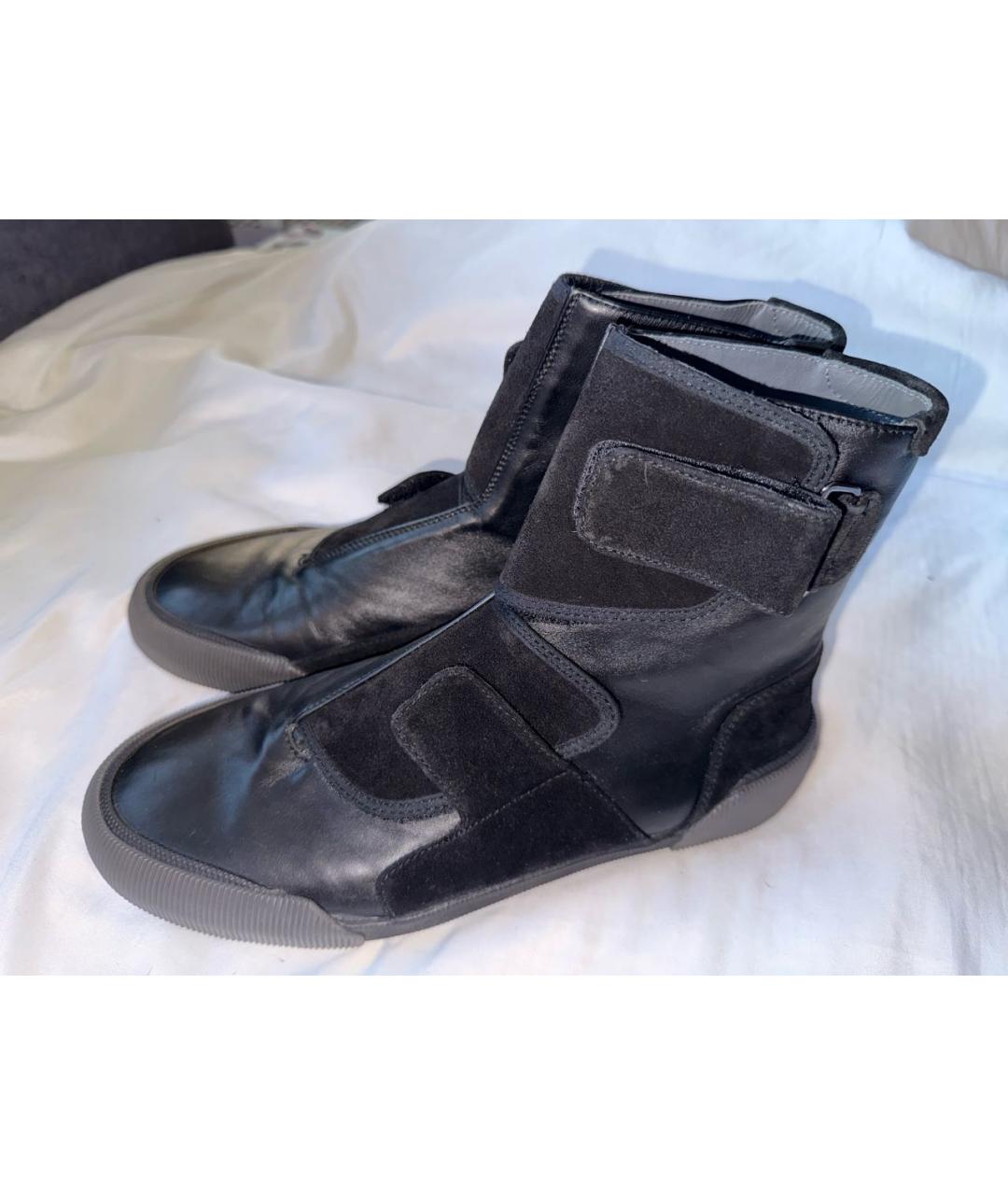 LANVIN Черные кожаные высокие кроссовки / кеды, фото 3