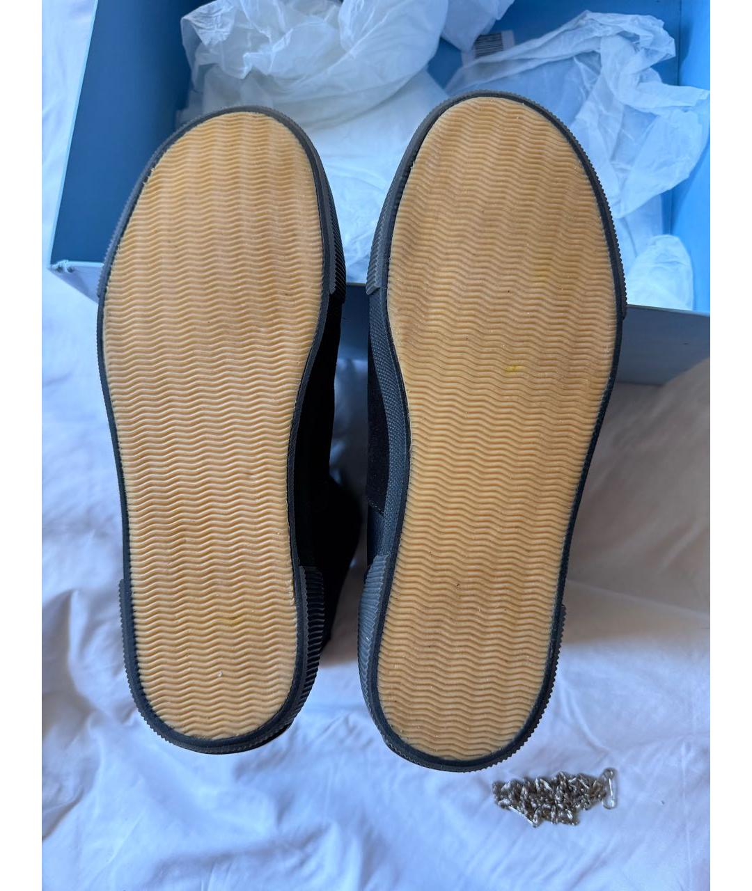 LANVIN Черные кожаные высокие кроссовки / кеды, фото 4