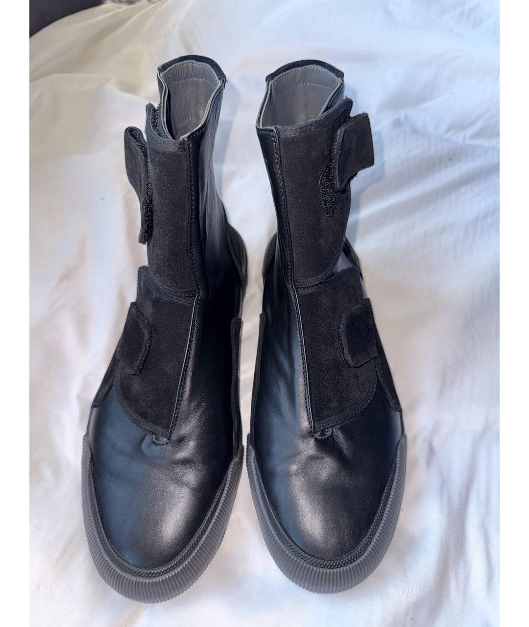 LANVIN Черные кожаные высокие кроссовки / кеды, фото 2