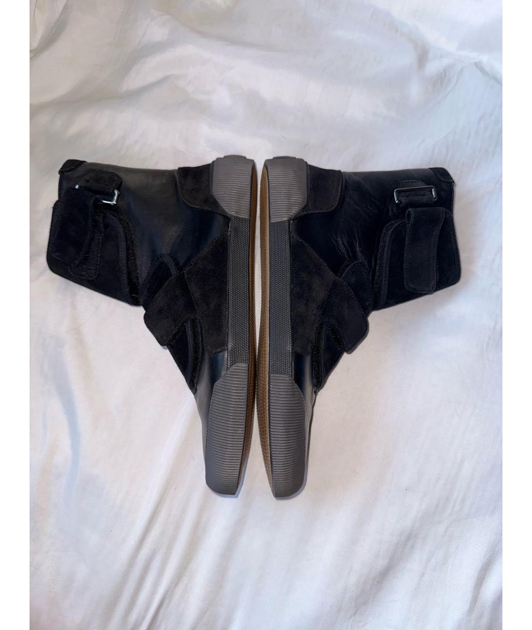 LANVIN Черные кожаные высокие кроссовки / кеды, фото 6