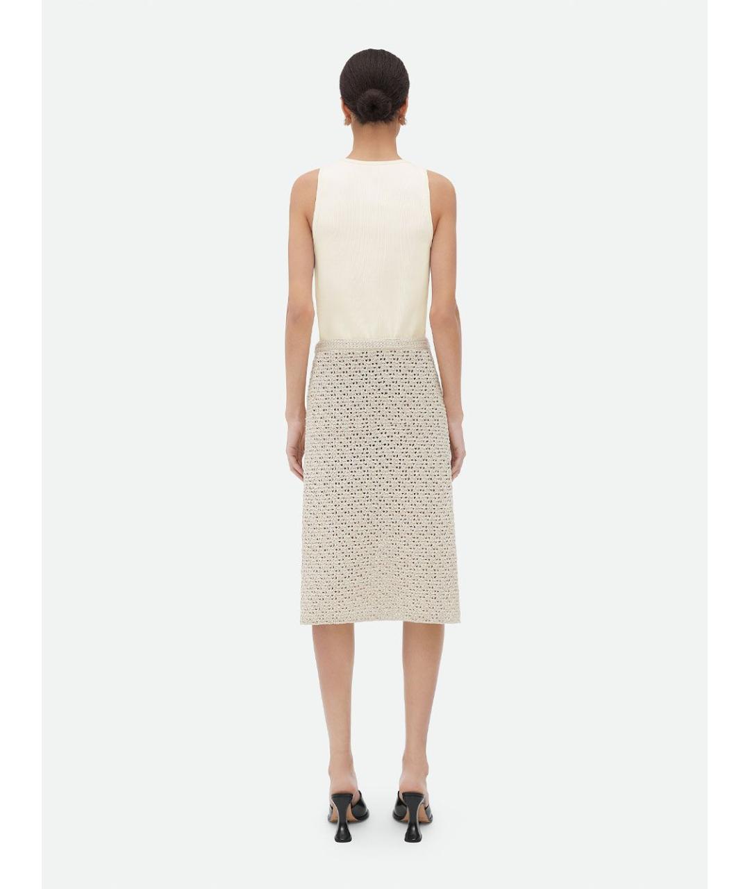 BOTTEGA VENETA Бежевая хлопковая юбка миди, фото 4