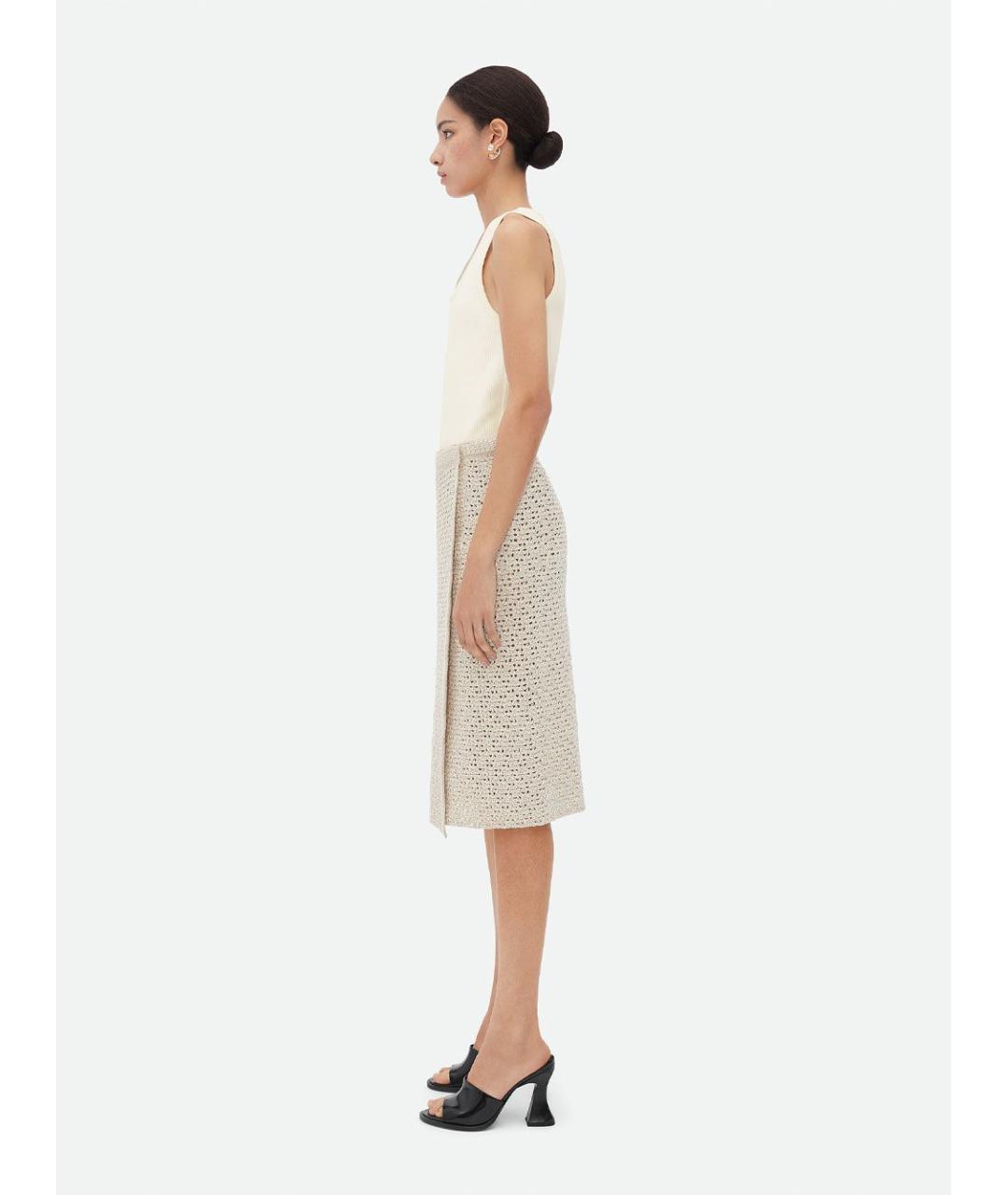 BOTTEGA VENETA Бежевая хлопковая юбка миди, фото 3