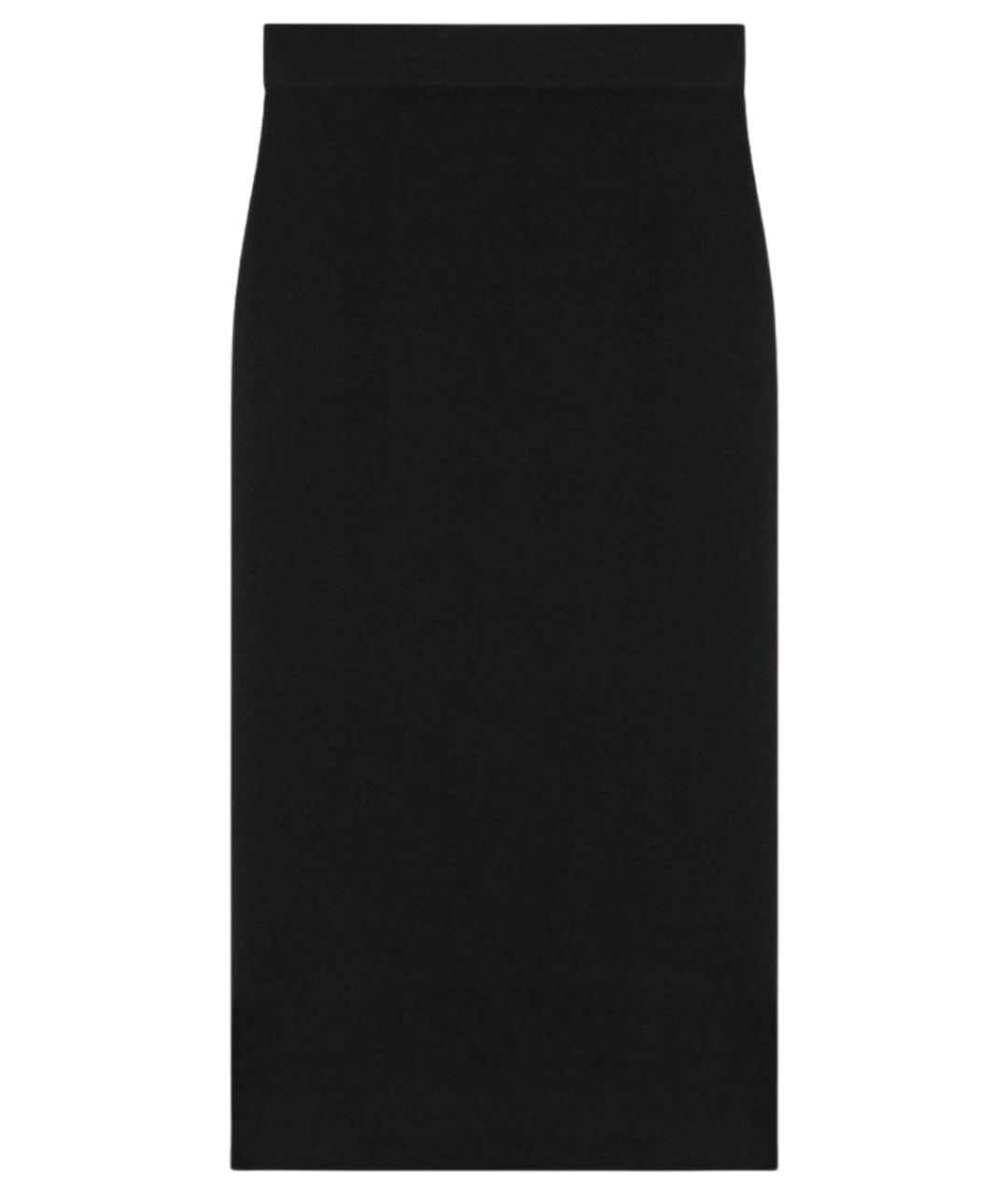 SAINT LAURENT Черная шерстяная юбка миди, фото 1