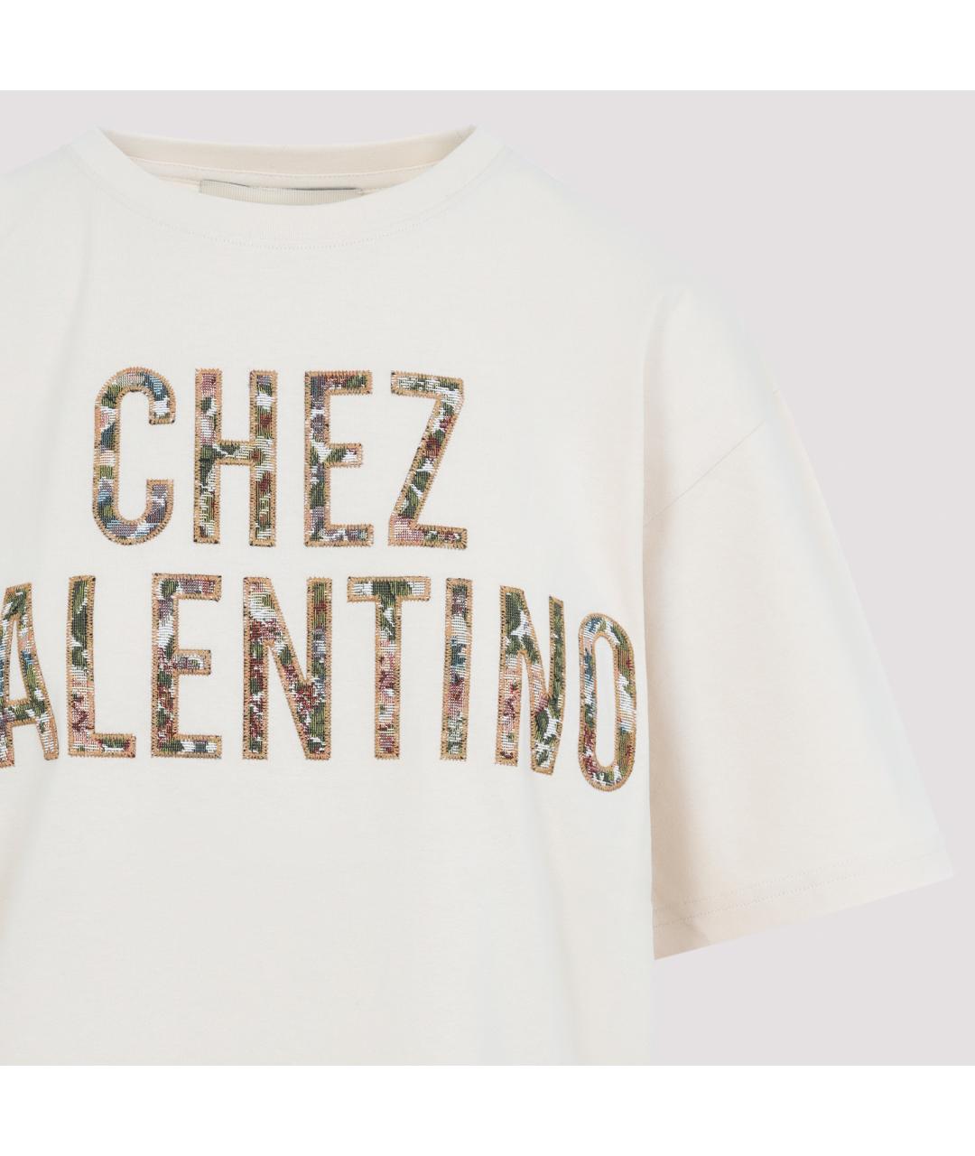 VALENTINO Бежевая хлопковая футболка, фото 3