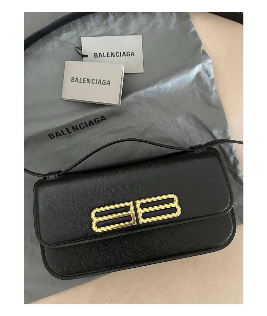 BALENCIAGA Черная кожаная сумка через плечо, фото 3