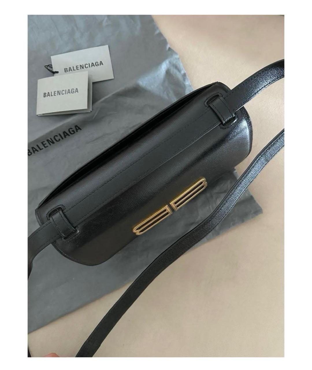 BALENCIAGA Черная кожаная сумка через плечо, фото 4