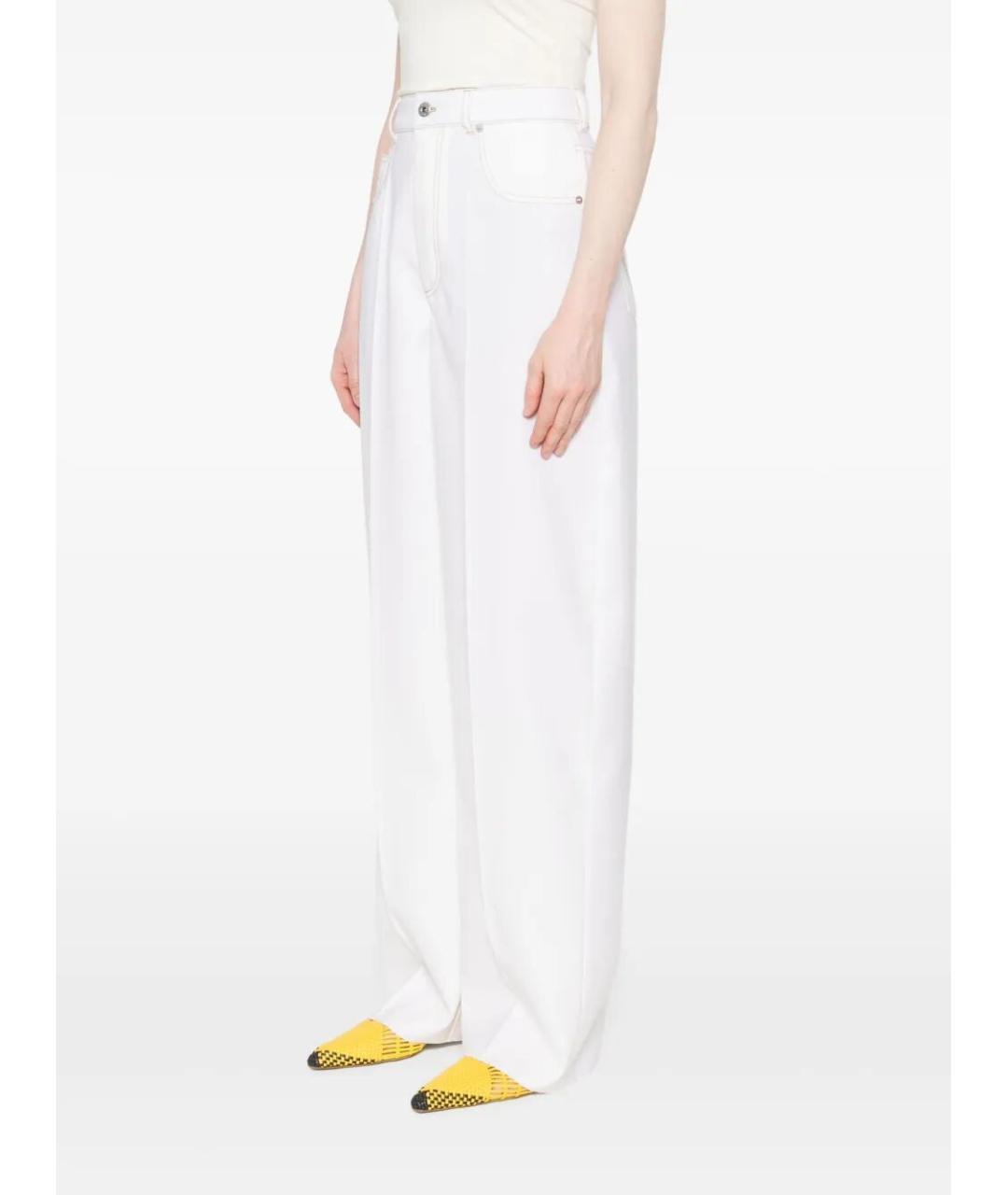 BOTTEGA VENETA Белые шерстяные прямые брюки, фото 2